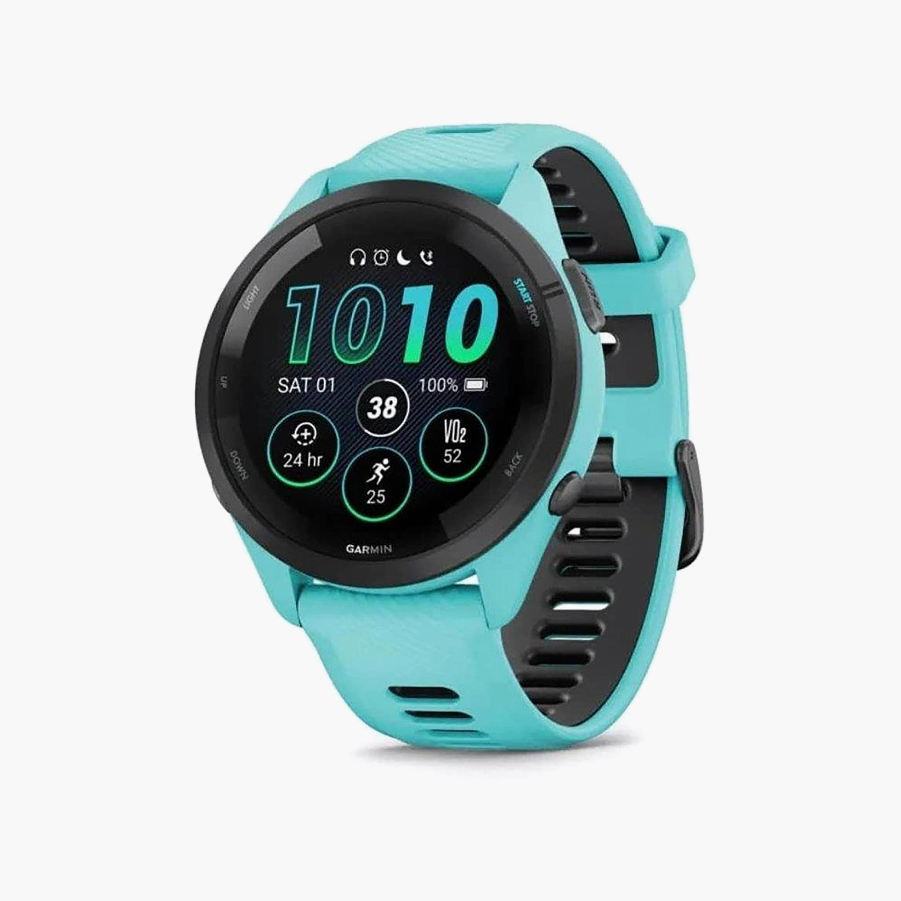 Garmin Forerunner 265 GPS Smartwatch Black Bezel with Aqua Case and Aqua/Black Band | 010-02810-12-men-watchesandjewellery-watches-image-2