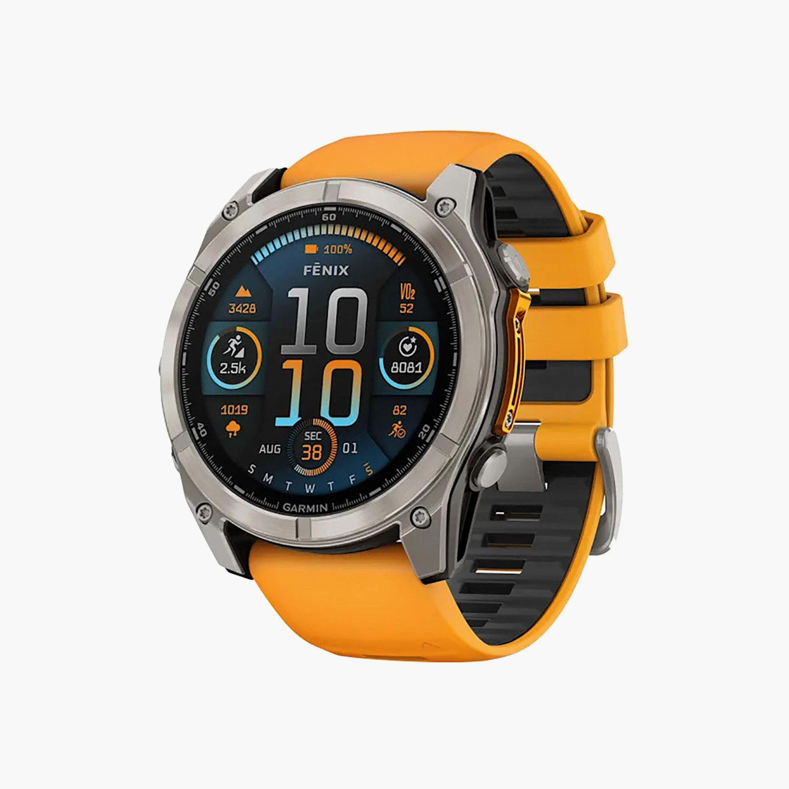 Garmin Fenix 8 AMOLED 51mm Sapphire Titanium Spark Orange Graphite Silicone Band | 010-02905-11-men-watchesandjewellery-watches-image-1