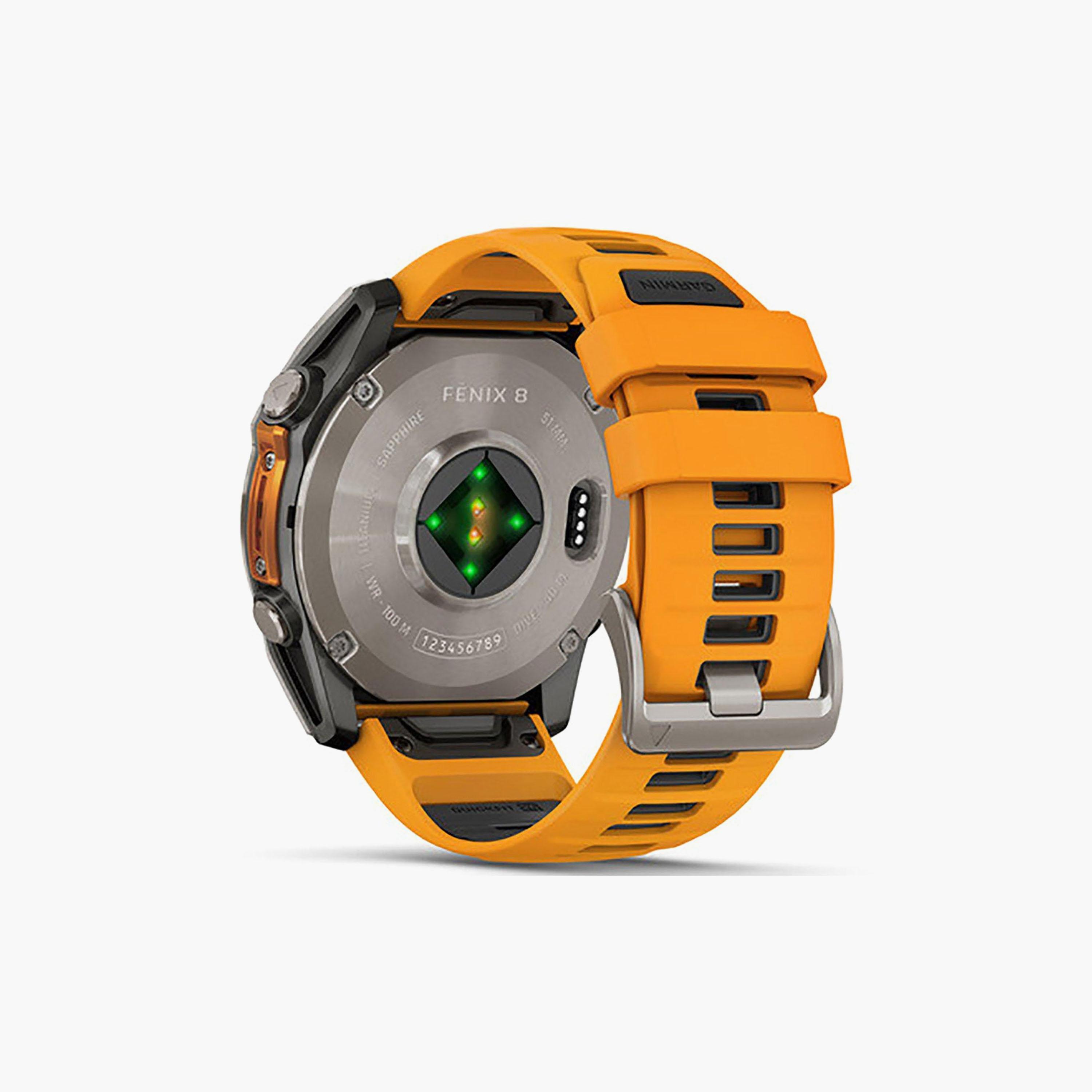 Garmin Fenix 8 AMOLED 51mm Sapphire Titanium Spark Orange Graphite Silicone Band | 010-02905-11-men-watchesandjewellery-watches-image-2