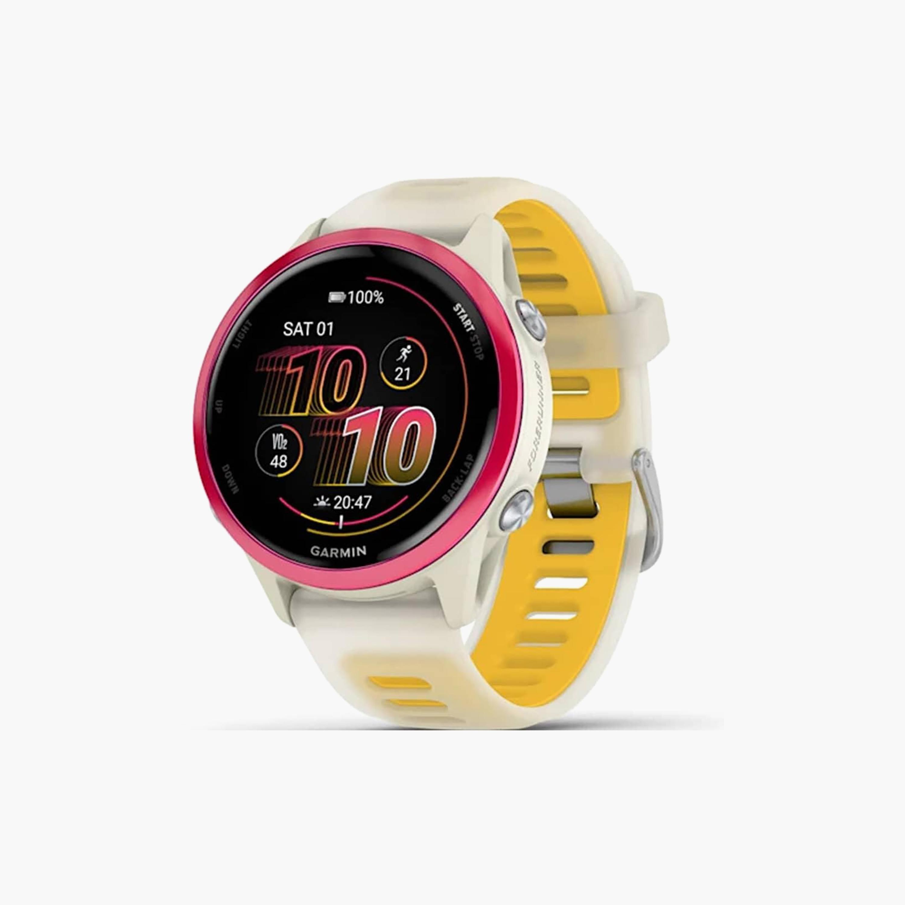 Garmin Forerunner 570 Smartwatch Raspberry Aluminum Translucent Bone Mango Band | 010-02970-02-men-watchesandjewellery-watches-image-4