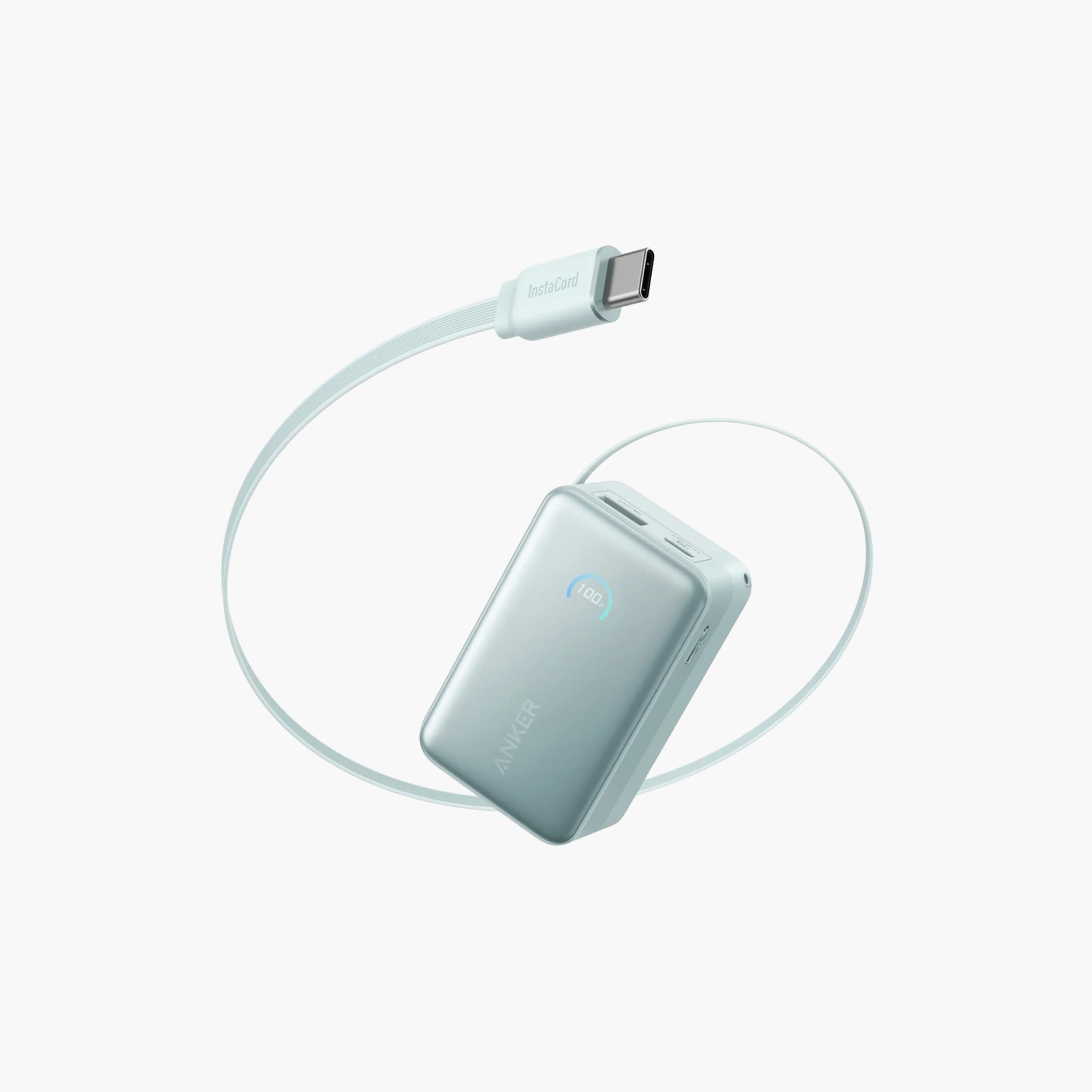 باور بنك بسعة 10000 مللي أمبير وقدرة 45 واط مع كابل مدمج أخضر من أنكر | A1638H61-electronics-accessories-mobileaccesories-image-1