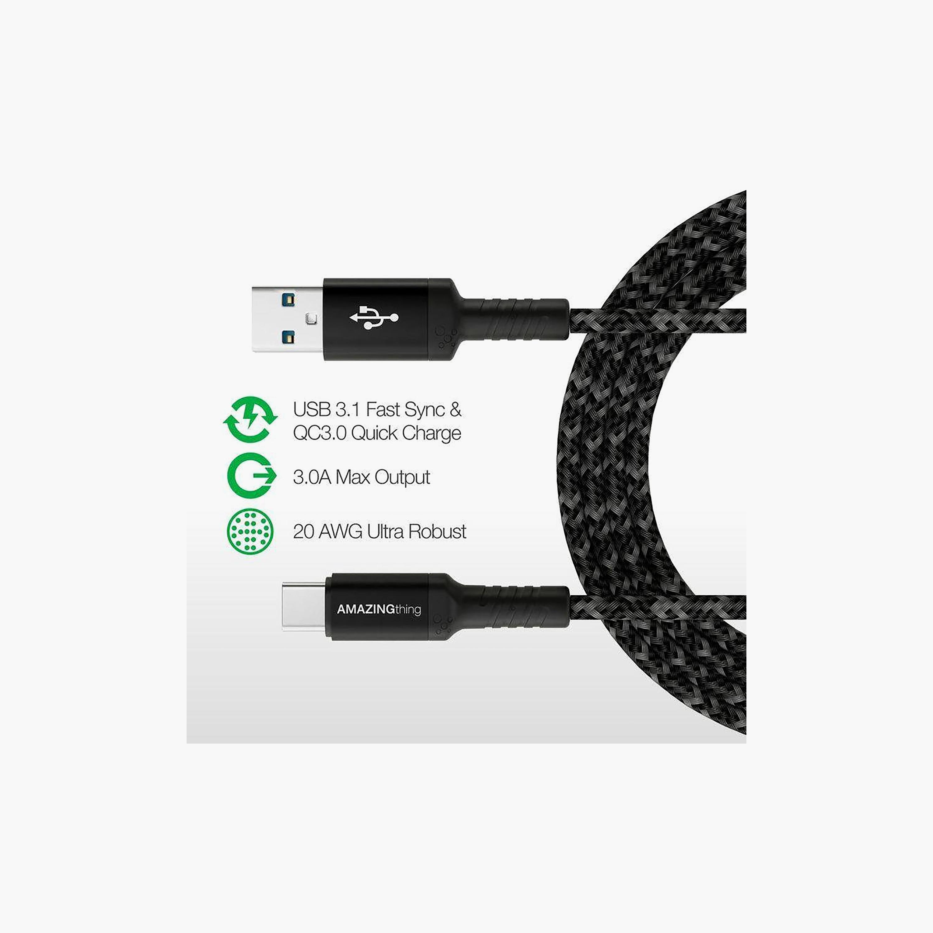 كابل أمايزينج ثينج سوبريم لينك من نوع USB-C 3.1 مع درع حماية بطول 2.2 متر باللون الأسود | ATC022BK-electronics-accessories-mobileaccesories-image-3