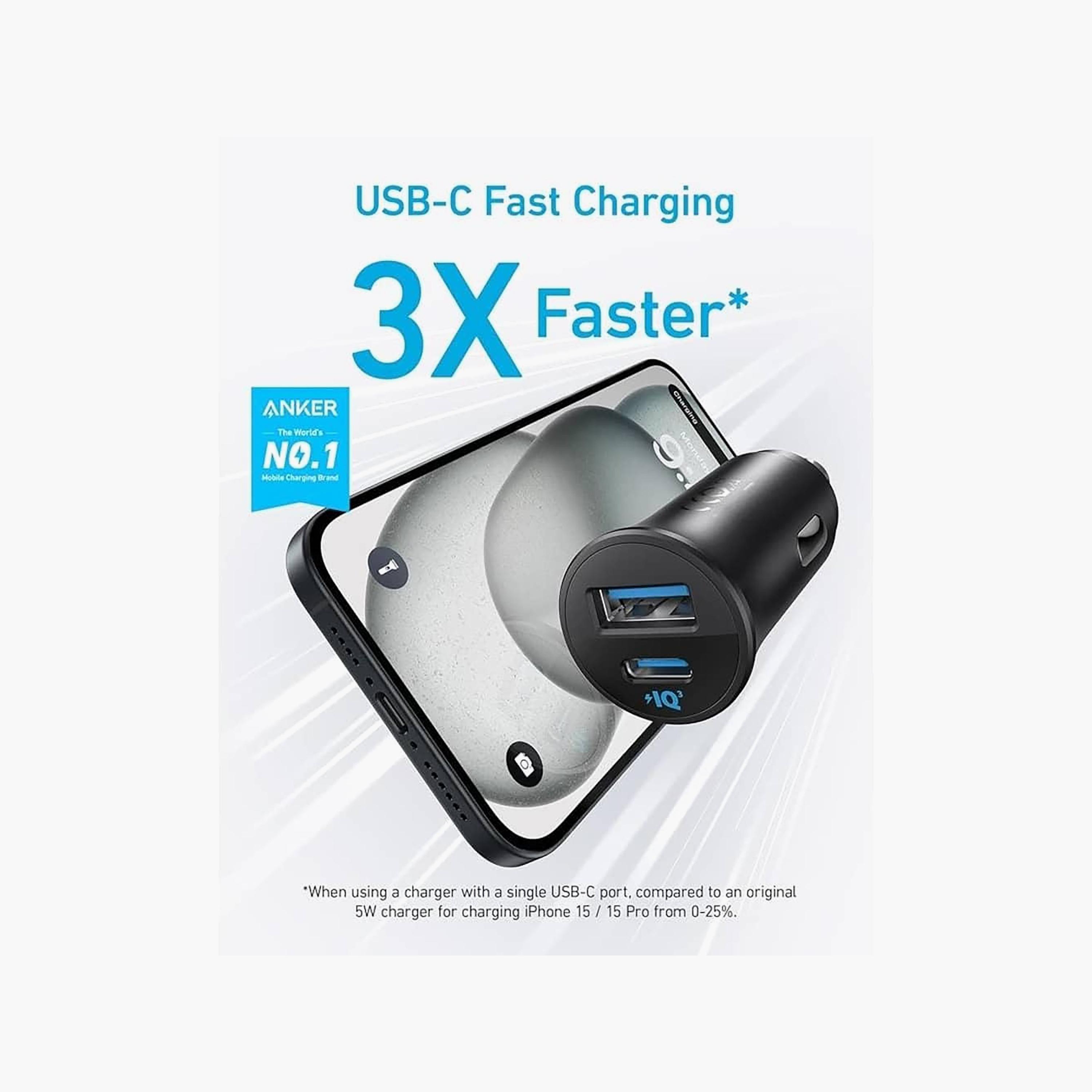 شاحن سيارة أنكر بمنفذين وقوة 30 واط باللون الأسود | B2741H11-electronics-accessories-mobileaccesories-image-3