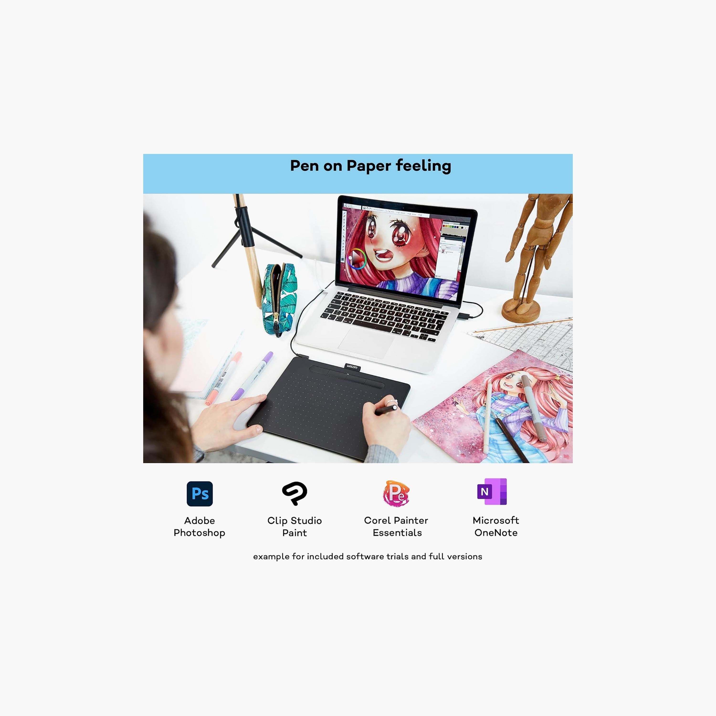 جهاز لوحي للرسم واكوم إنتووس مقاس متوسط باللون الأسود | CTL-6100K-B-electronics-accessories-mobileaccesories-image-2