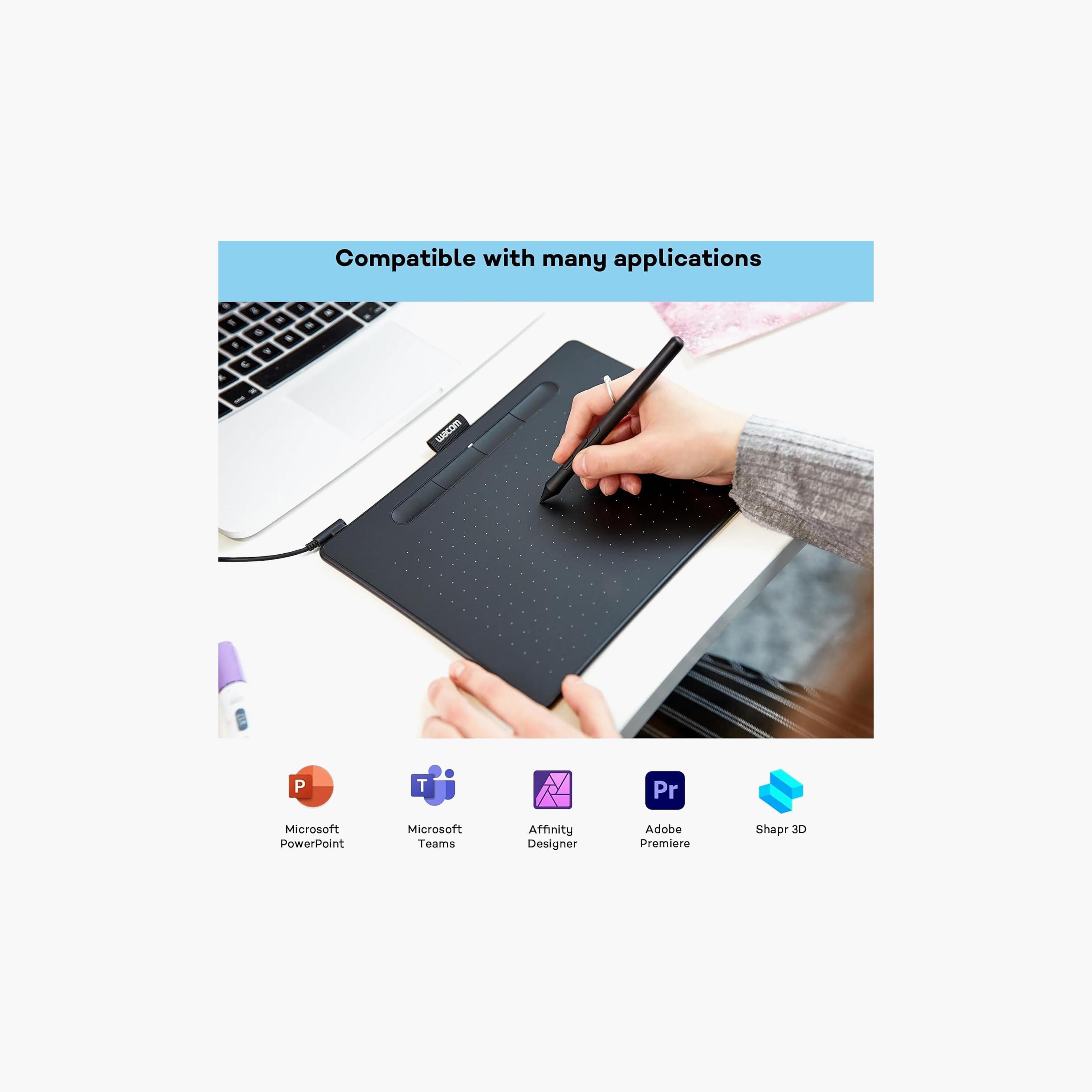 جهاز لوحي للرسم واكوم إنتووس مقاس متوسط باللون الأسود | CTL-6100K-B-electronics-accessories-mobileaccesories-image-3