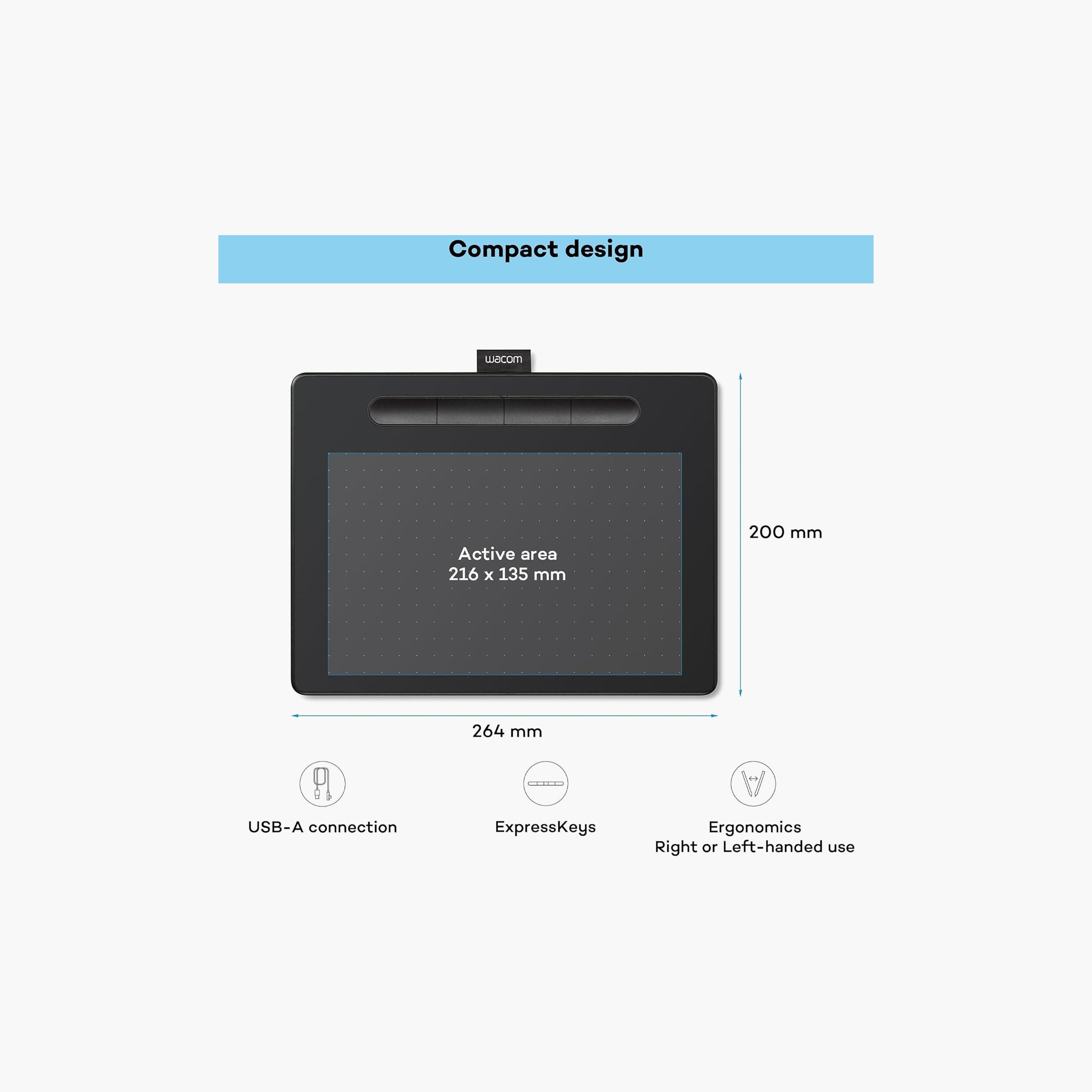 جهاز لوحي للرسم واكوم إنتووس مقاس متوسط باللون الأسود | CTL-6100K-B-electronics-accessories-mobileaccesories-image-4
