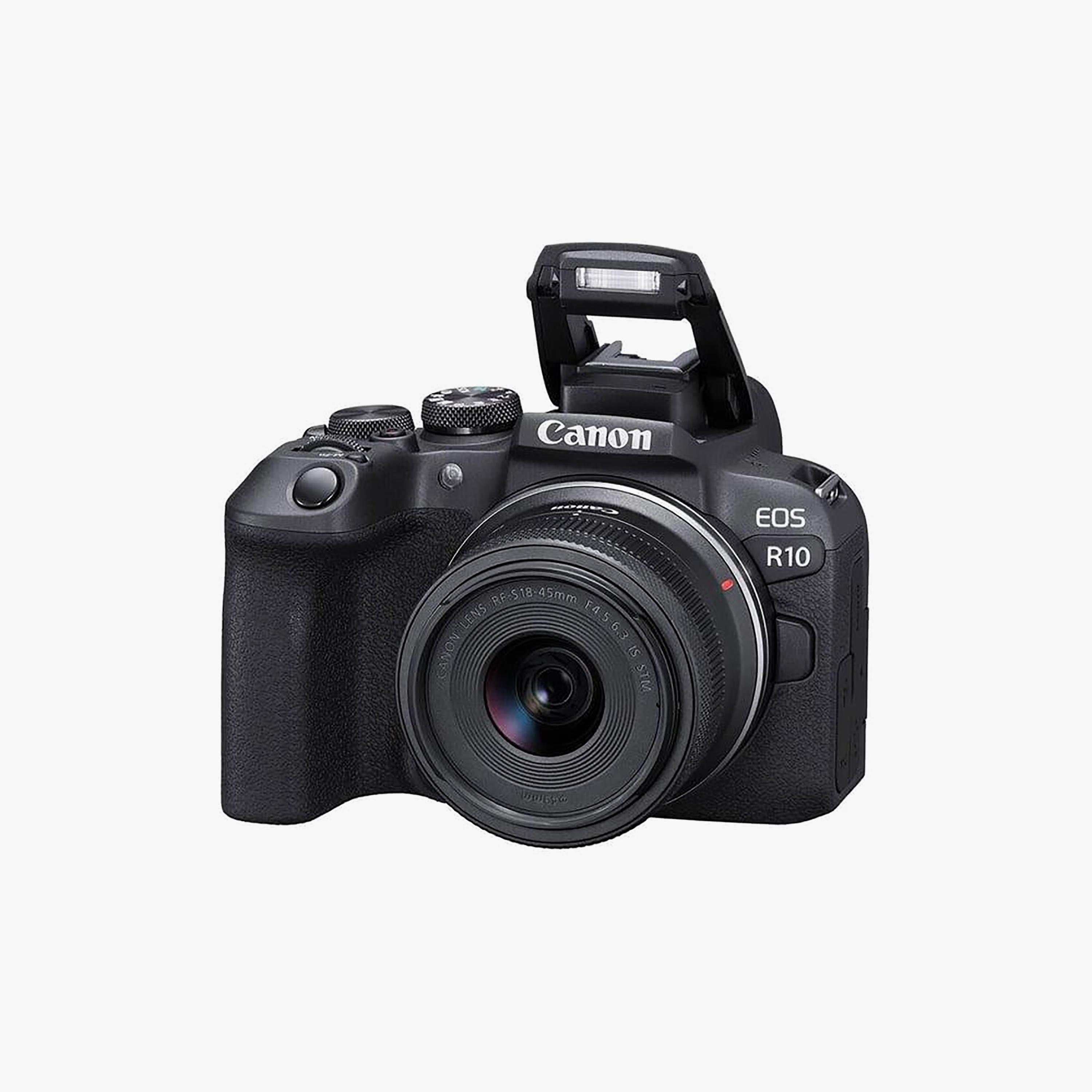 Canon EOS R10 Mirrorless Camera Black RF-S 18-45mm F4.5-6.3 IS STM Lens EF-EOS R Adapter-electronics-camera-image-4