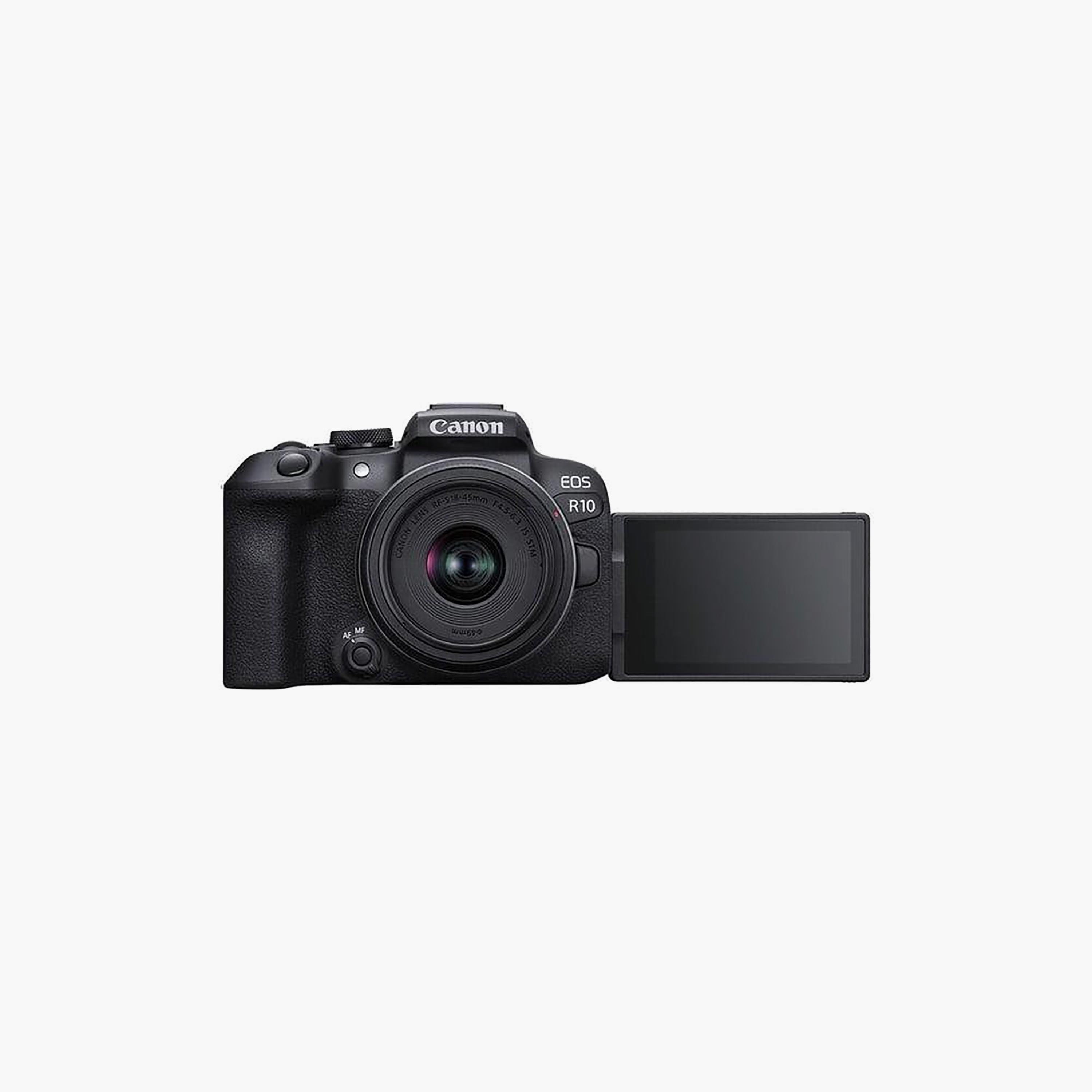 Canon EOS R10 Mirrorless Camera Black RF-S 18-45mm F4.5-6.3 IS STM Lens EF-EOS R Adapter-electronics-camera-image-5