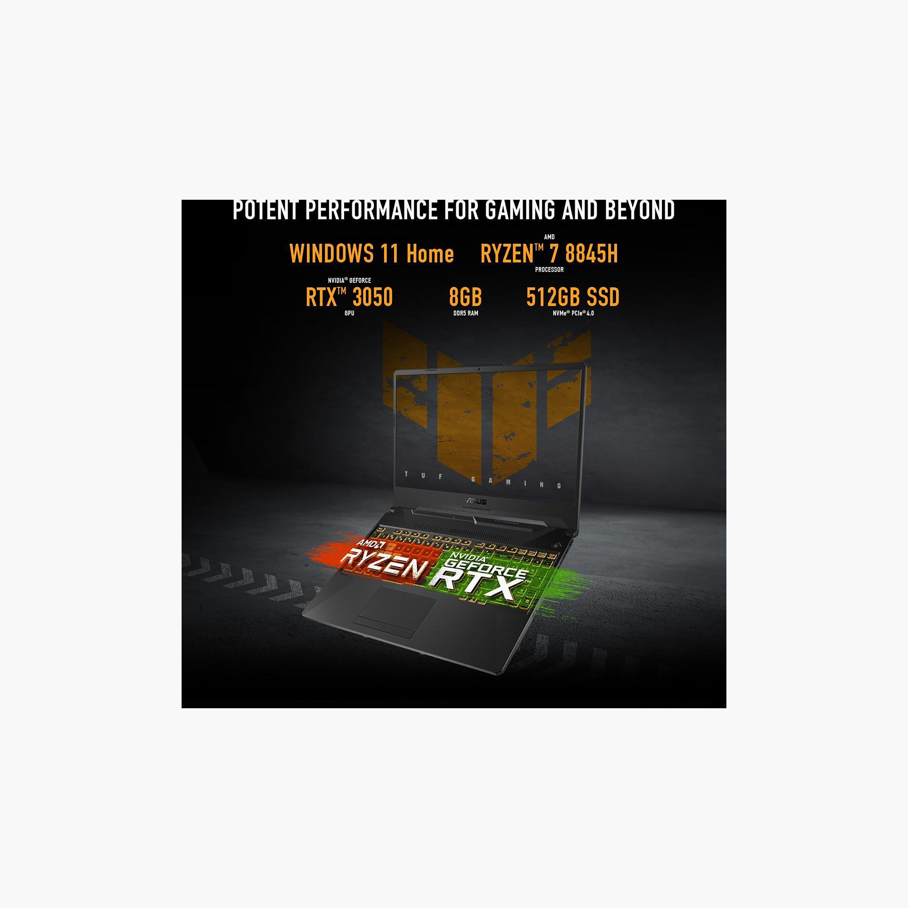 Asus TUF Gaming A15 Ryzen 7 8845HS 8GB RAM 512GB SSD RTX 3050 4GB Win11H Black | FA506NCG-HN347W-electronics-laptops-image-4