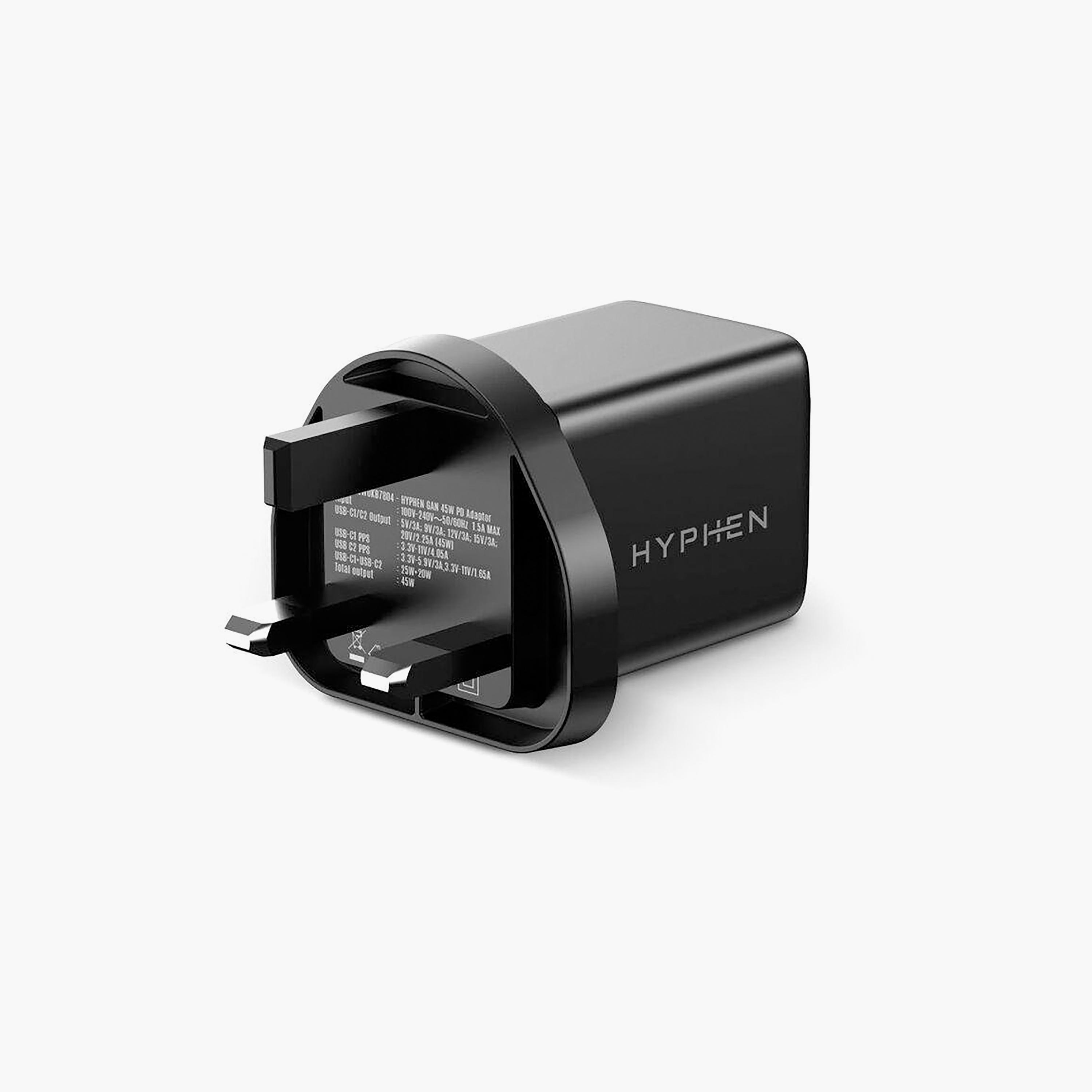 شاحن هايفن بتقنية GaN وقوة 45 واط بقابس للمملكة المتحدة باللون الأسود | HPA-G45WUKB7804-electronics-accessories-mobileaccesories-image-2