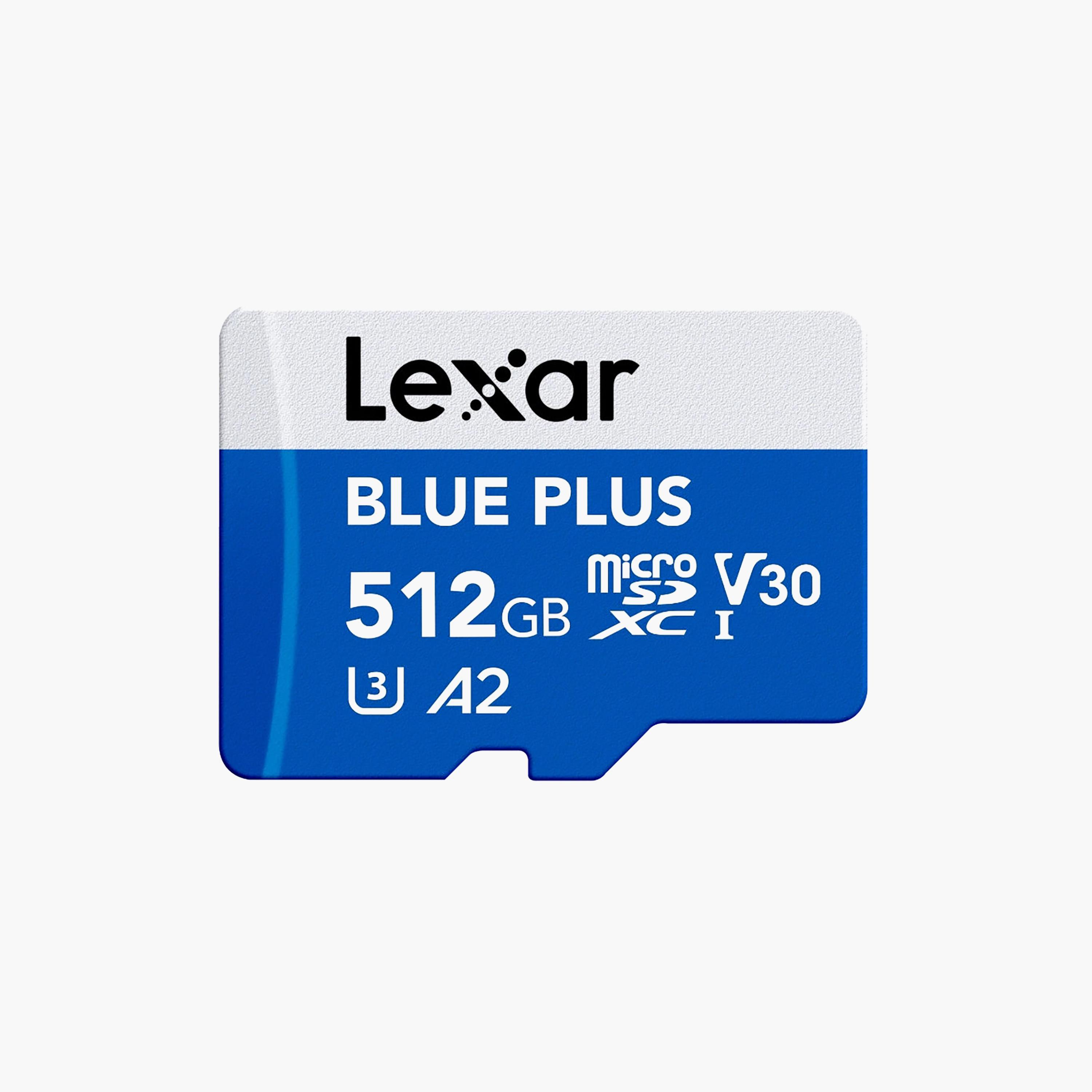 بطاقة ذاكرة ليكسار بلو بلس ميكرو إس دي (microSDXC) بسعة 512 جيجابايت وسرعة قراءة 170 ملّي بايت/ثانية باللونين الأزرق والأسود | LMSBLPL512G-BNANG-electronics-accessories-mobileaccesories-image-1