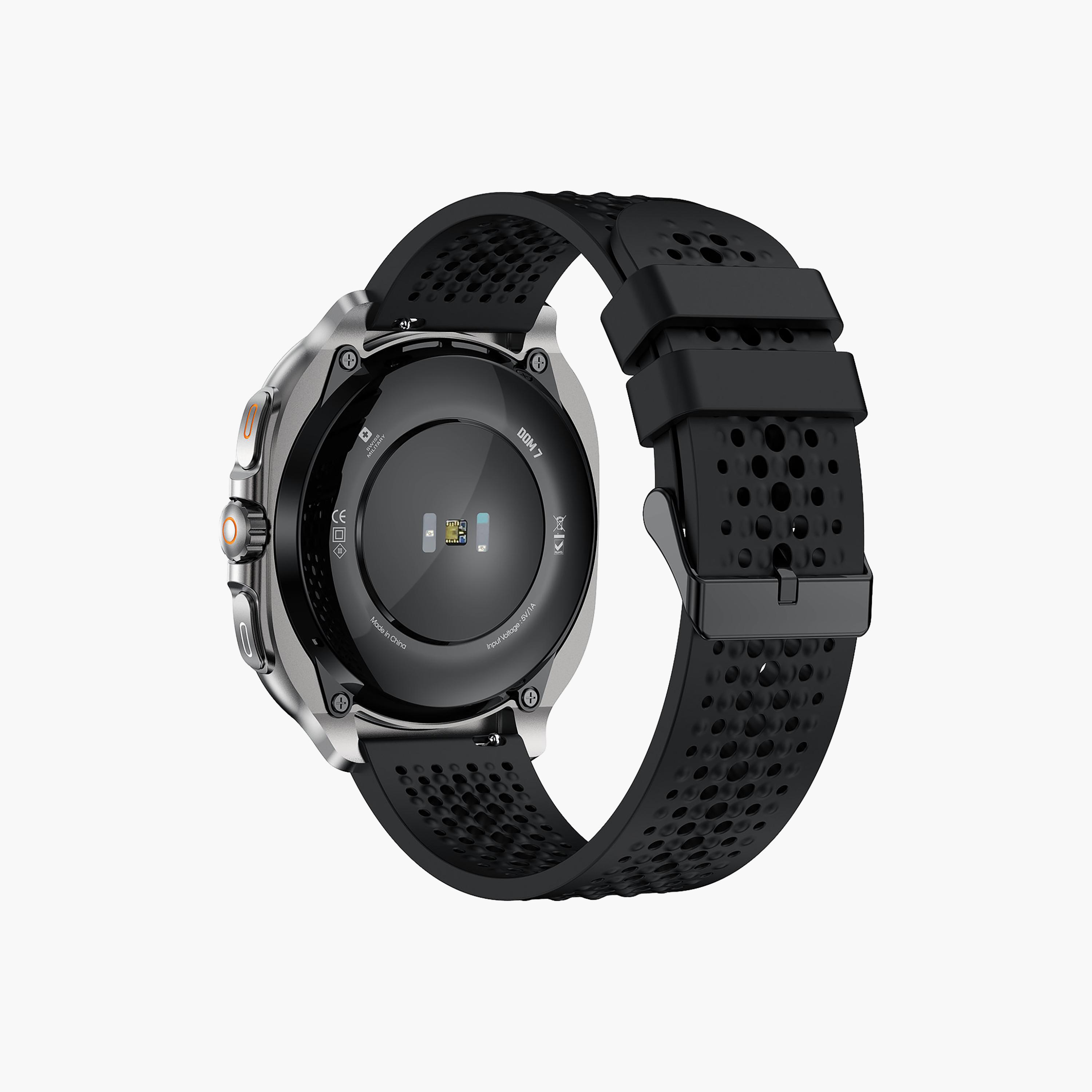 ساعة ذكية سويس ميليتاري دوم 7 بإطار جن ميتال حزام أسود | SM-BD-DOM7-BLKS-2ST-BLKL-BLKMS-men-watchesandjewellery-watches-image-4