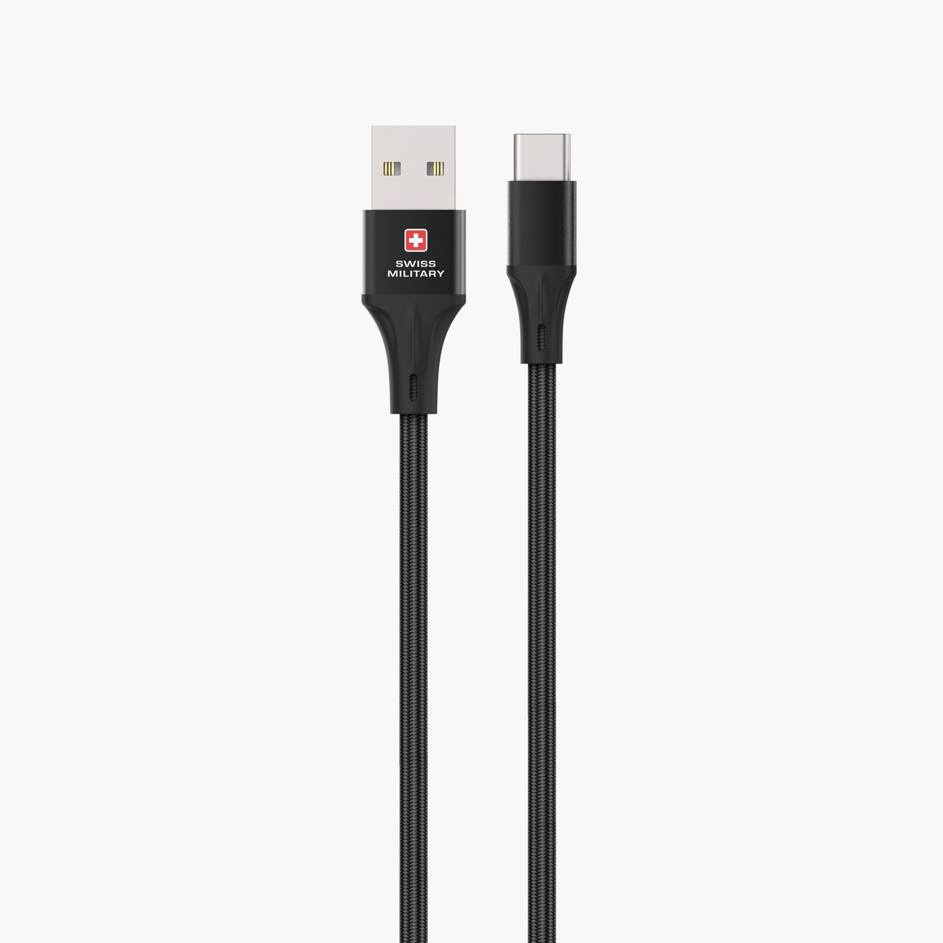 Swiss Military SM 60W USB-A to USB-C Cable Black Premium Braided 1 m-electronics-accessories-mobileaccesories-image-1