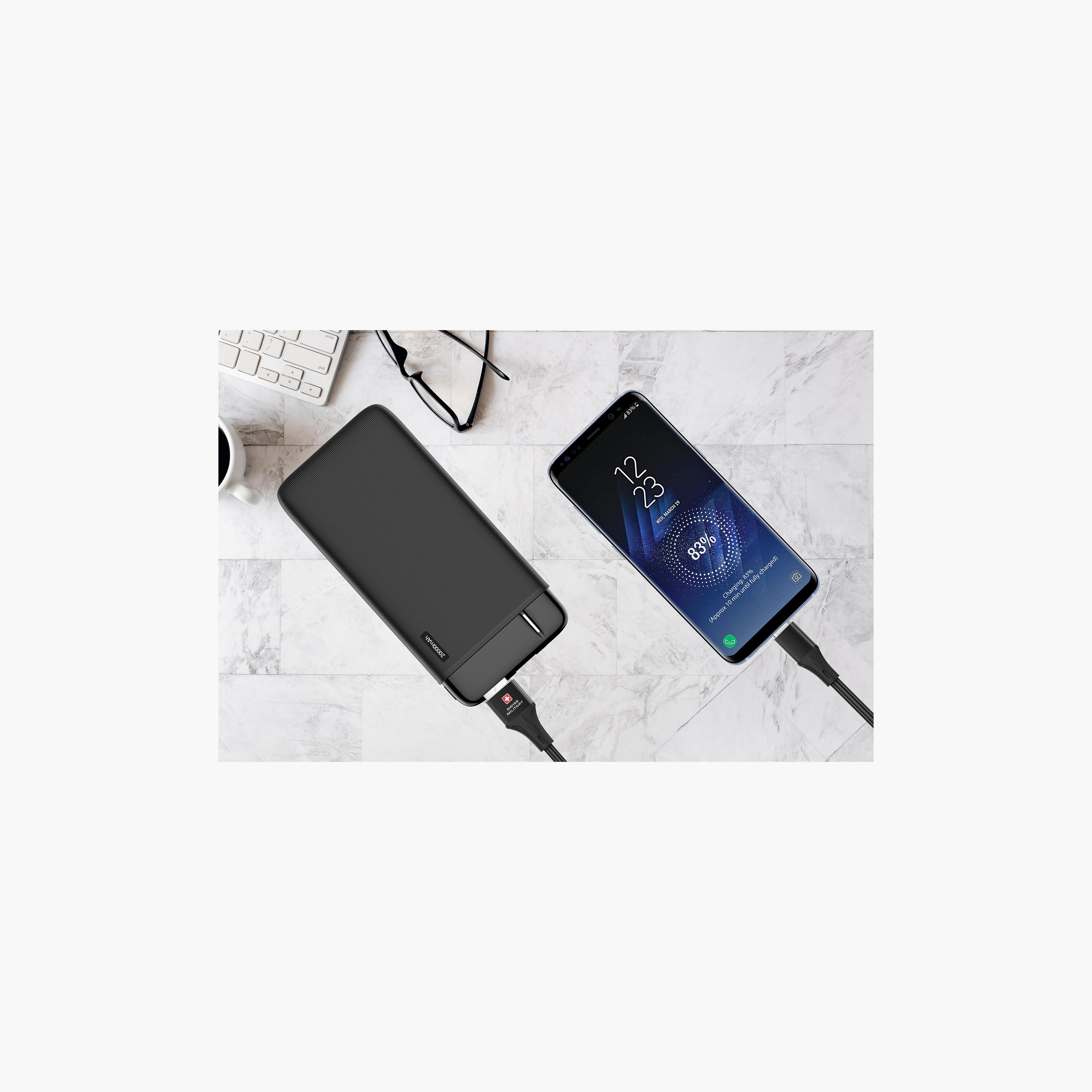 كابل سويس ميليتاري المميز والمنسوج من USB-A إلى USB-C بقوة 60 واط وبطول 2 متر باللون الأسود-electronics-accessories-mobileaccesories-image-4