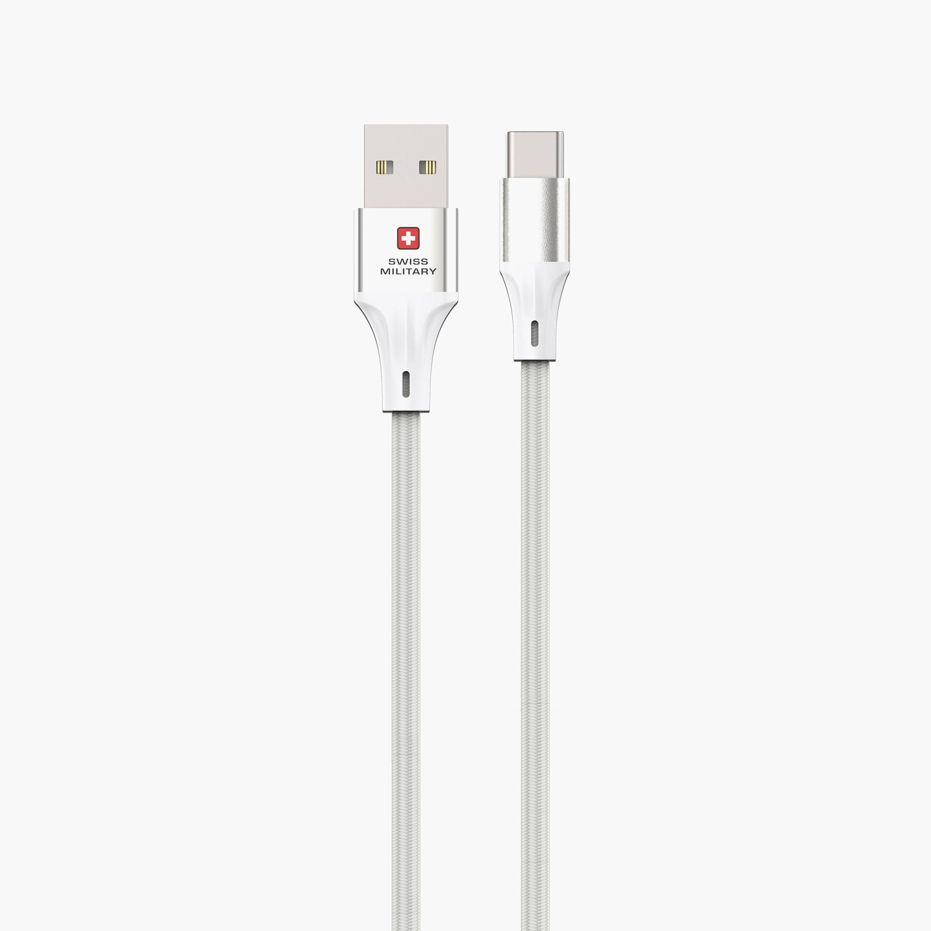 Swiss Military SM 60W USB-A to USB-C Cable White Premium Braided 2 Meter-electronics-accessories-mobileaccesories-image-1