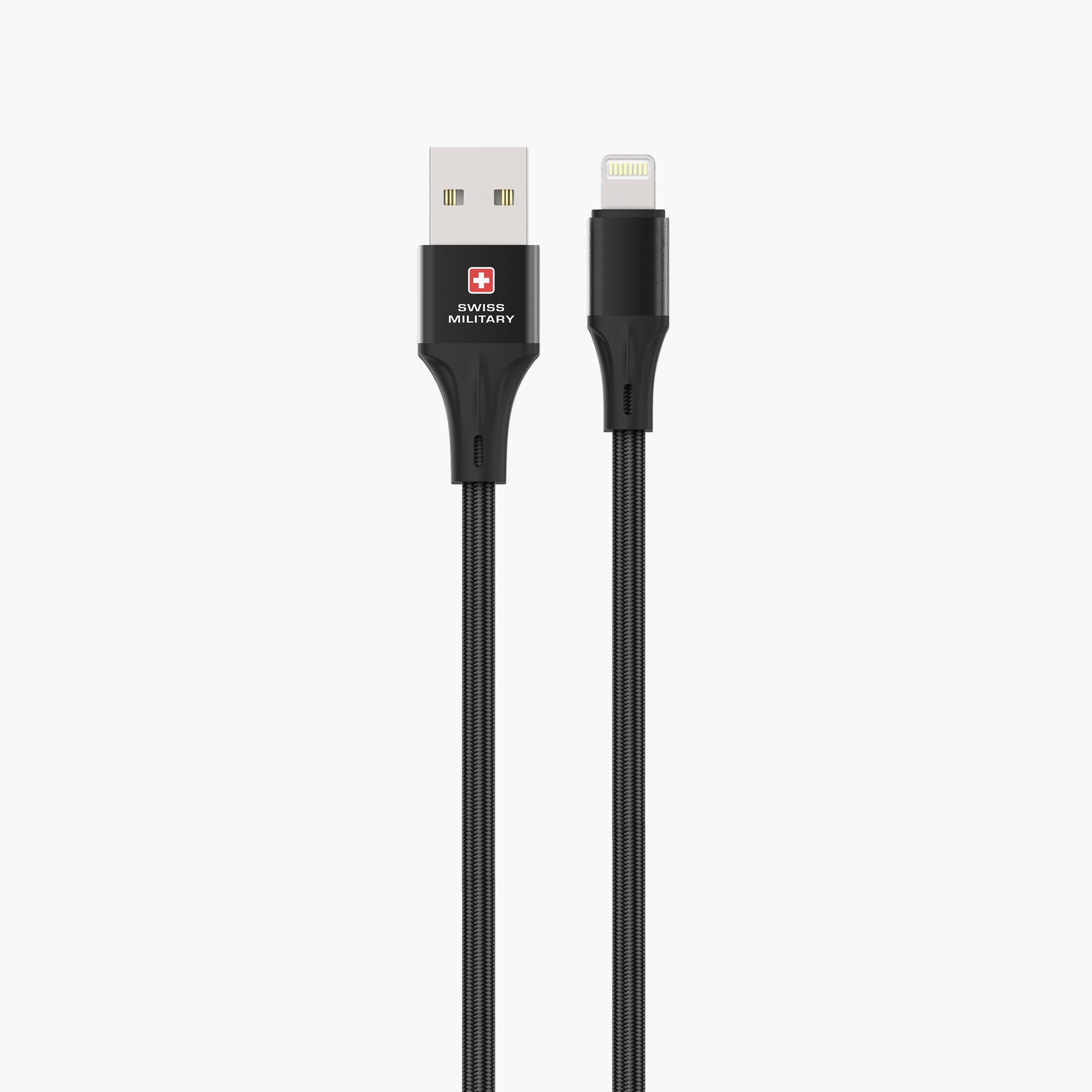 Swiss Military SM 20W USB-A to Lightning Cable Black Premium Braided 2 Meter-electronics-accessories-mobileaccesories-image-1