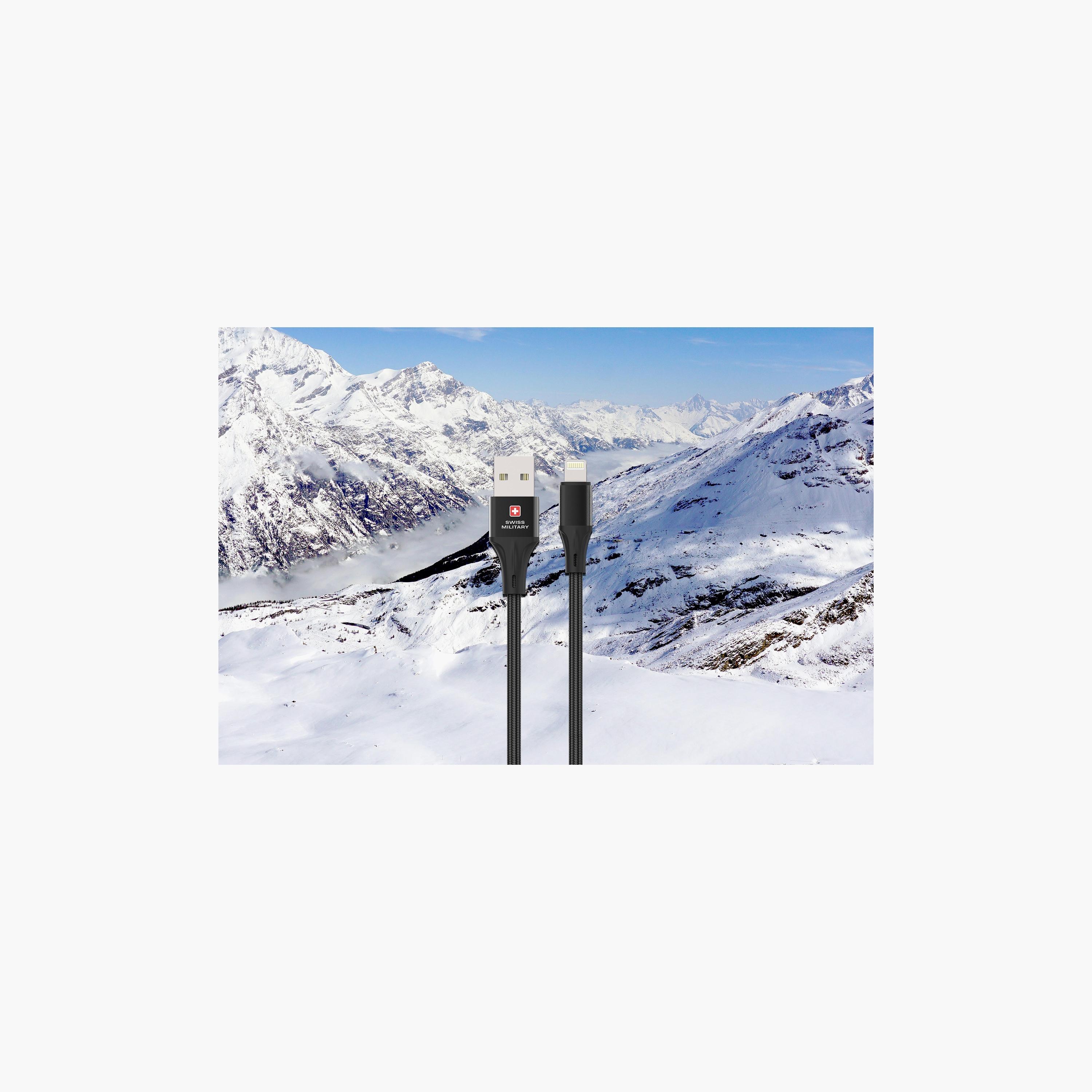 Swiss Military SM 20W USB-A to Lightning Cable Black Premium Braided 2 Meter-electronics-accessories-mobileaccesories-image-2