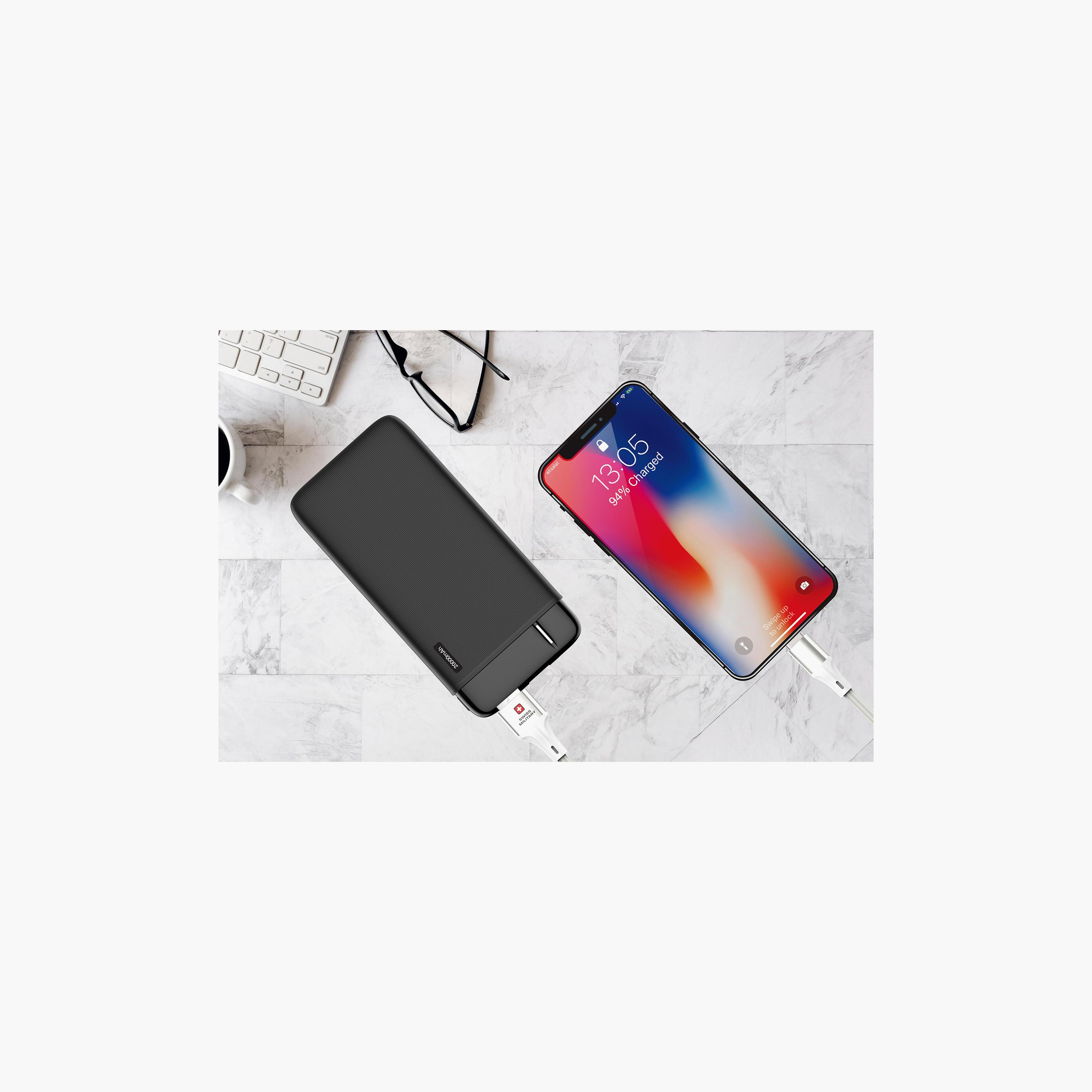 كابل سويس ميليتاري المميز والمنسوج من USB-A إلى Lightning بقوة 20 واط وبطول 2 متر باللون الأبيض-electronics-accessories-mobileaccesories-image-3