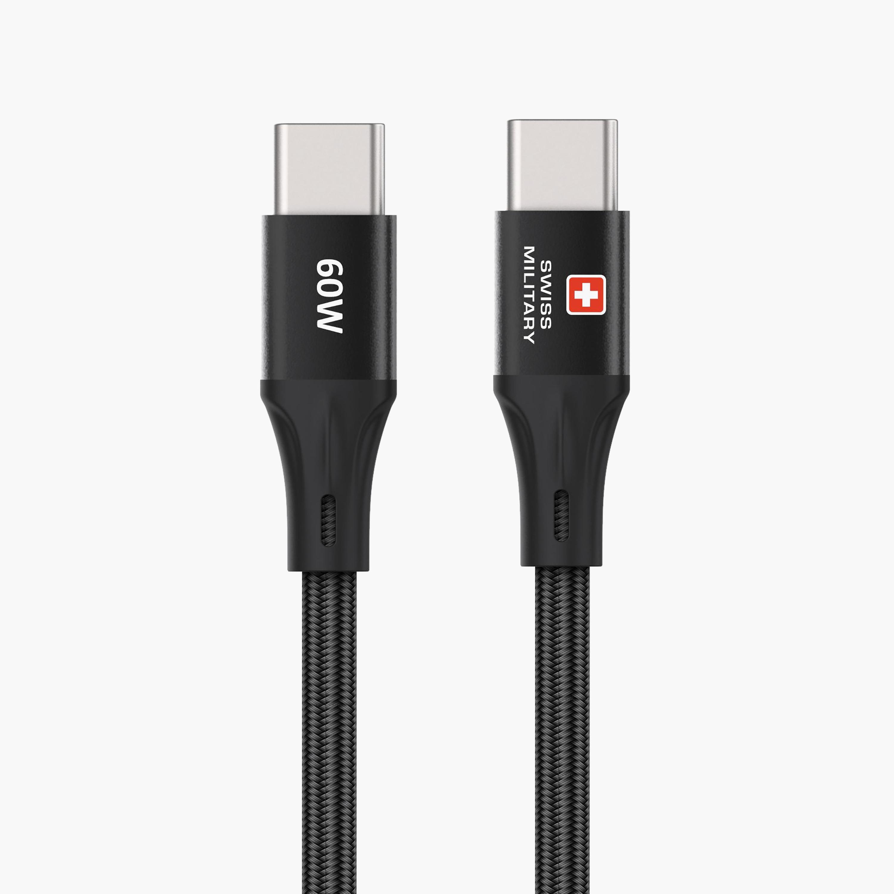 Swiss Military SM 60W USB-C to USB-C Cable Black Premium Braided 2m-electronics-accessories-mobileaccesories-image-1