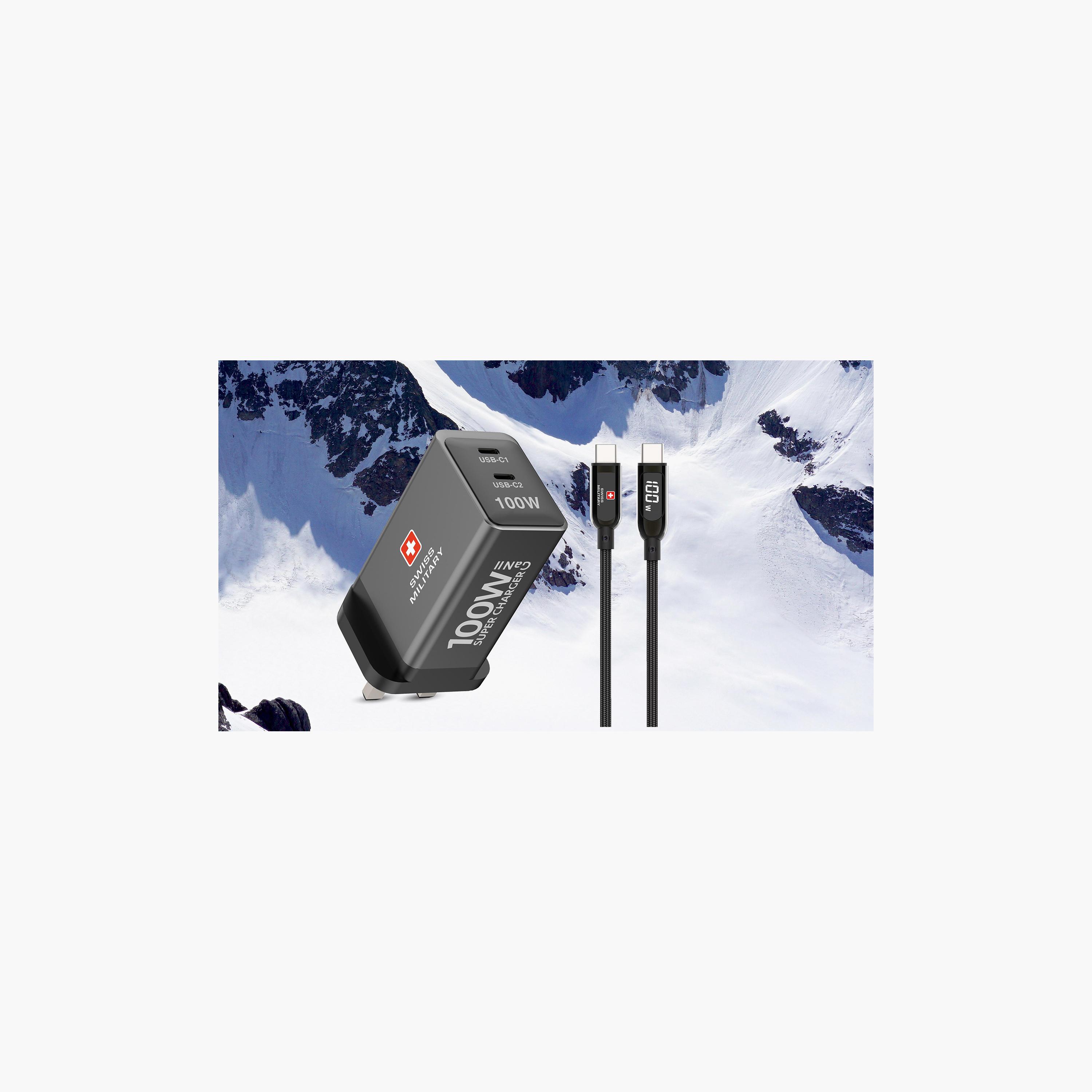 Swiss Military GaN II 100W AC Adapter 2 USB-C Ports with Cable USB-C to USB-C CC100W-electronics-accessories-mobileaccesories-image-3