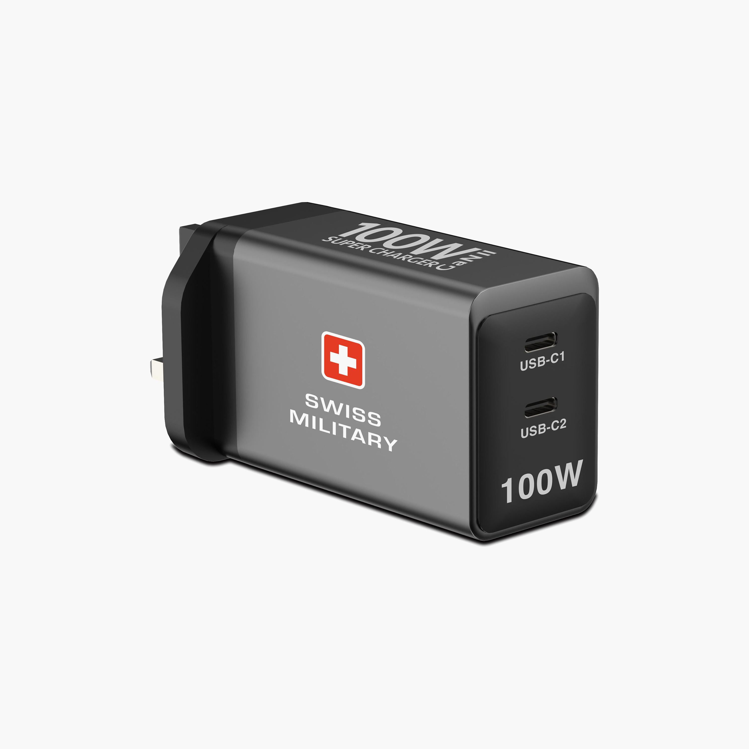 Swiss Military GaN II 100W AC Adapter 2 USB-C Ports with Cable USB-C to USB-C CC100W-electronics-accessories-mobileaccesories-image-4