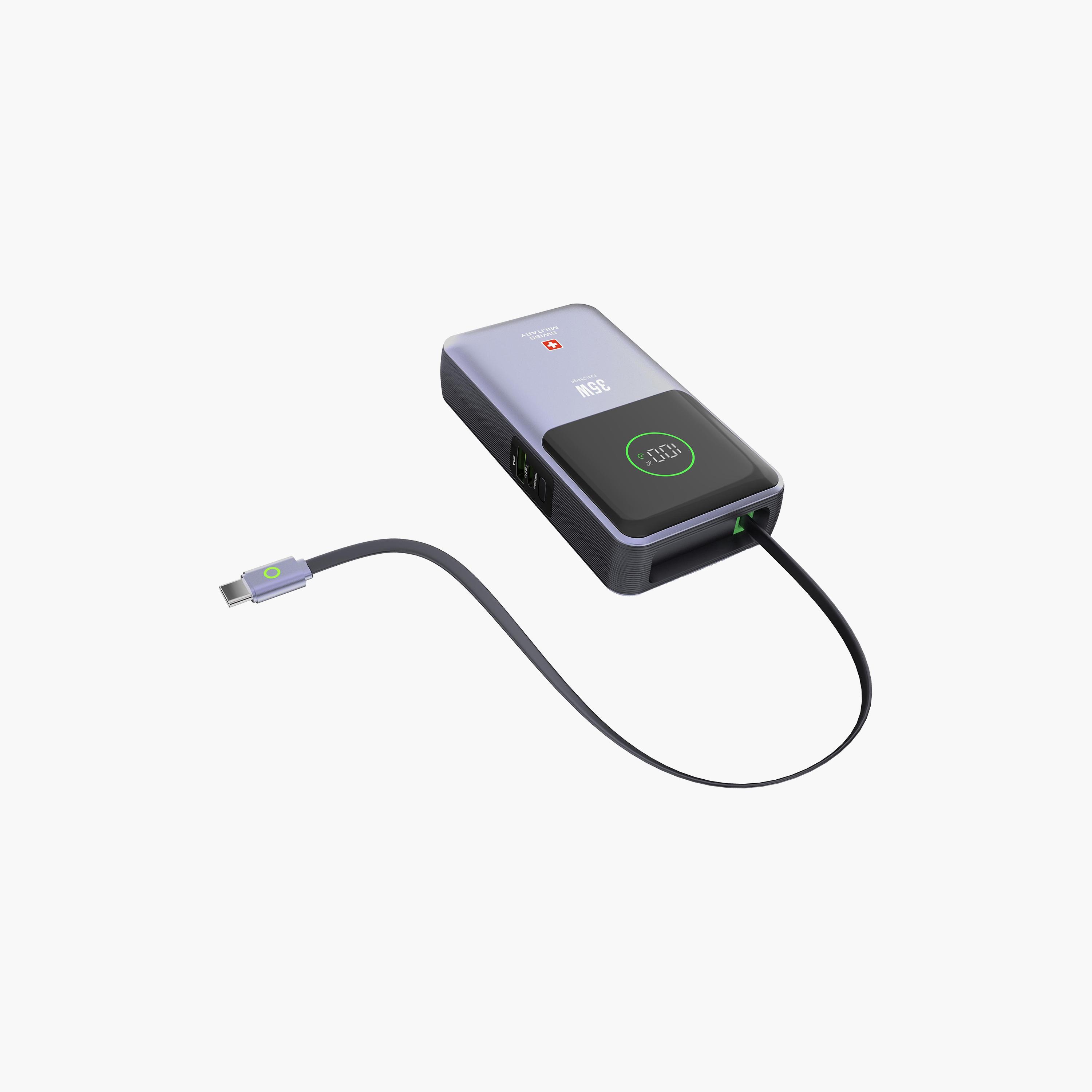 شاحن متنقل سويس ميليتاري بقوة 35 واط وسعة 10000 مللي أمبير مع شاشة LED باللون الفضي-electronics-accessories-mobileaccesories-image-2