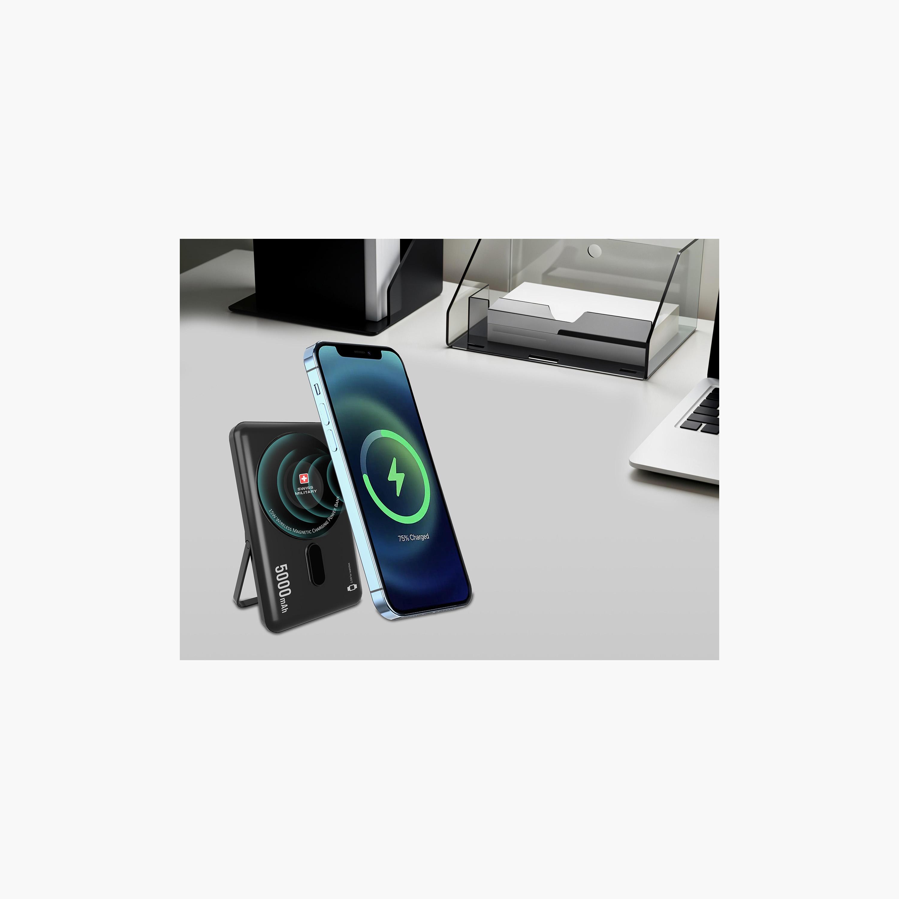 Swiss Military Magnetic 3in1 Cardholder Power Bank 5000mAh Black | SM-PB-3IN1-MSAFE-5K-CARD-BLK-electronics-accessories-mobileaccesories-image-2