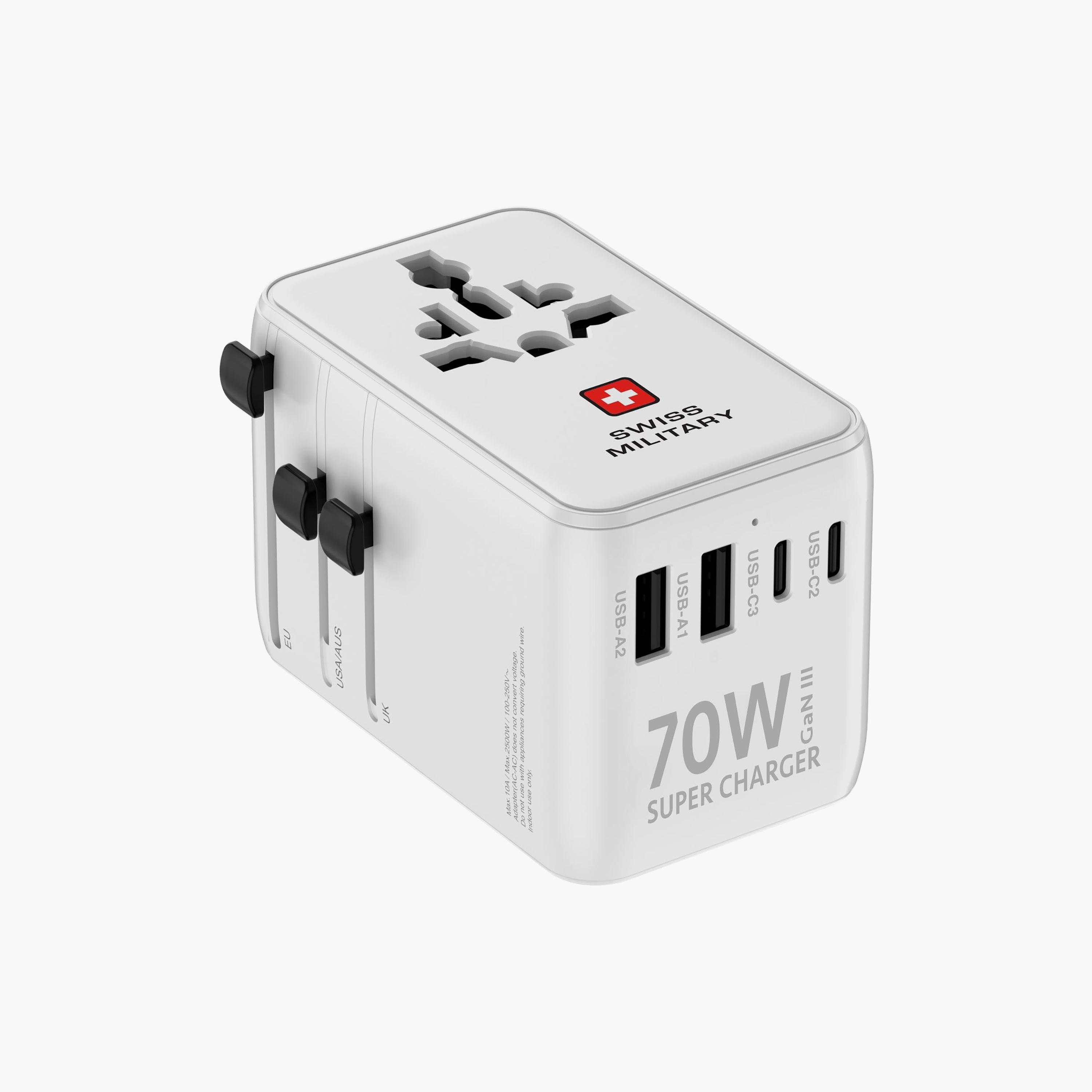 Swiss Military International Travel Adapter 70W GaN Built-In Cable 150 Countries White-electronics-accessories-mobileaccesories-image-2