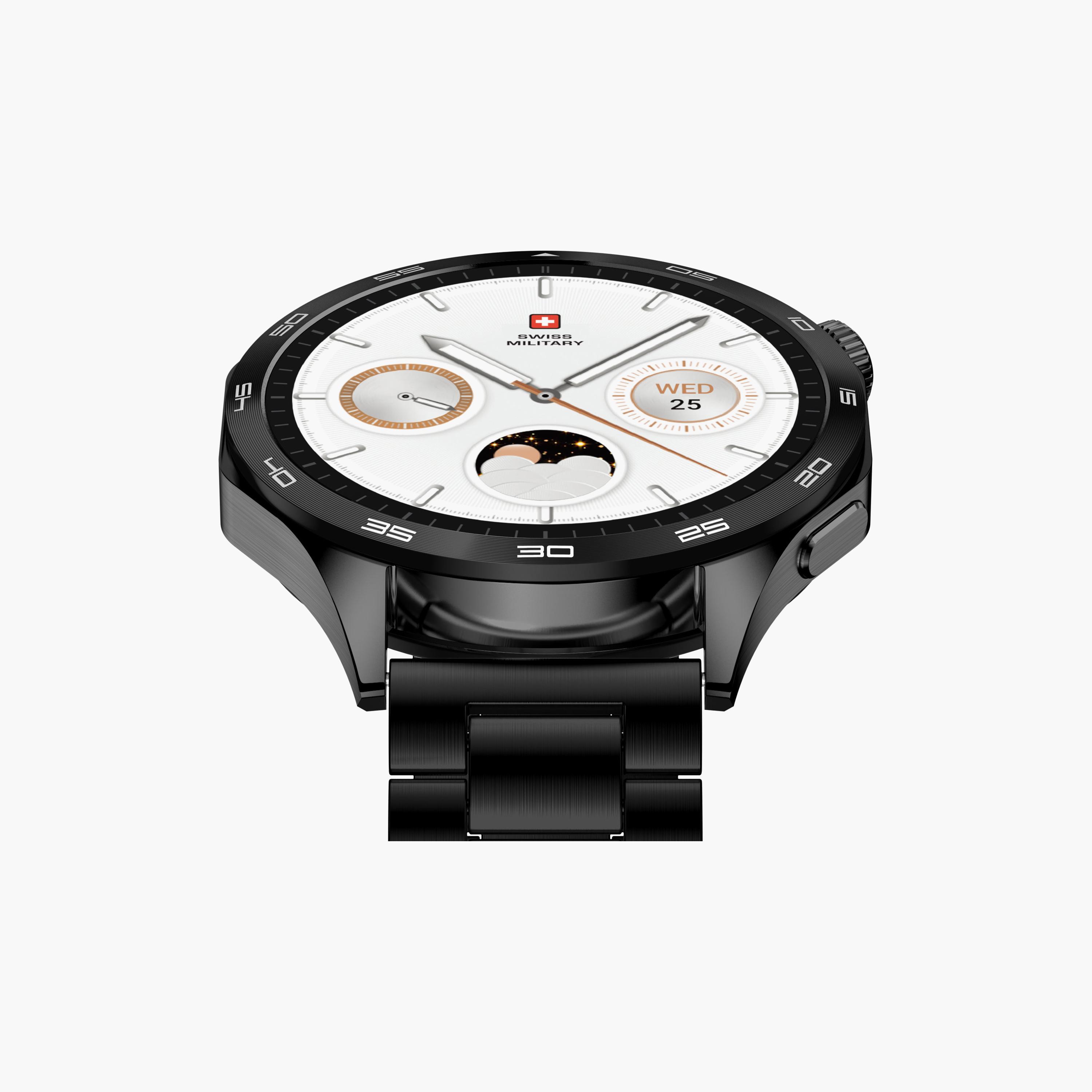 ساعة ذكية سويس ميليتاري بإطار أسود وحزام معدني أسود | SM-WCH-INTL-BLKFBMS-men-watchesandjewellery-watches-image-6