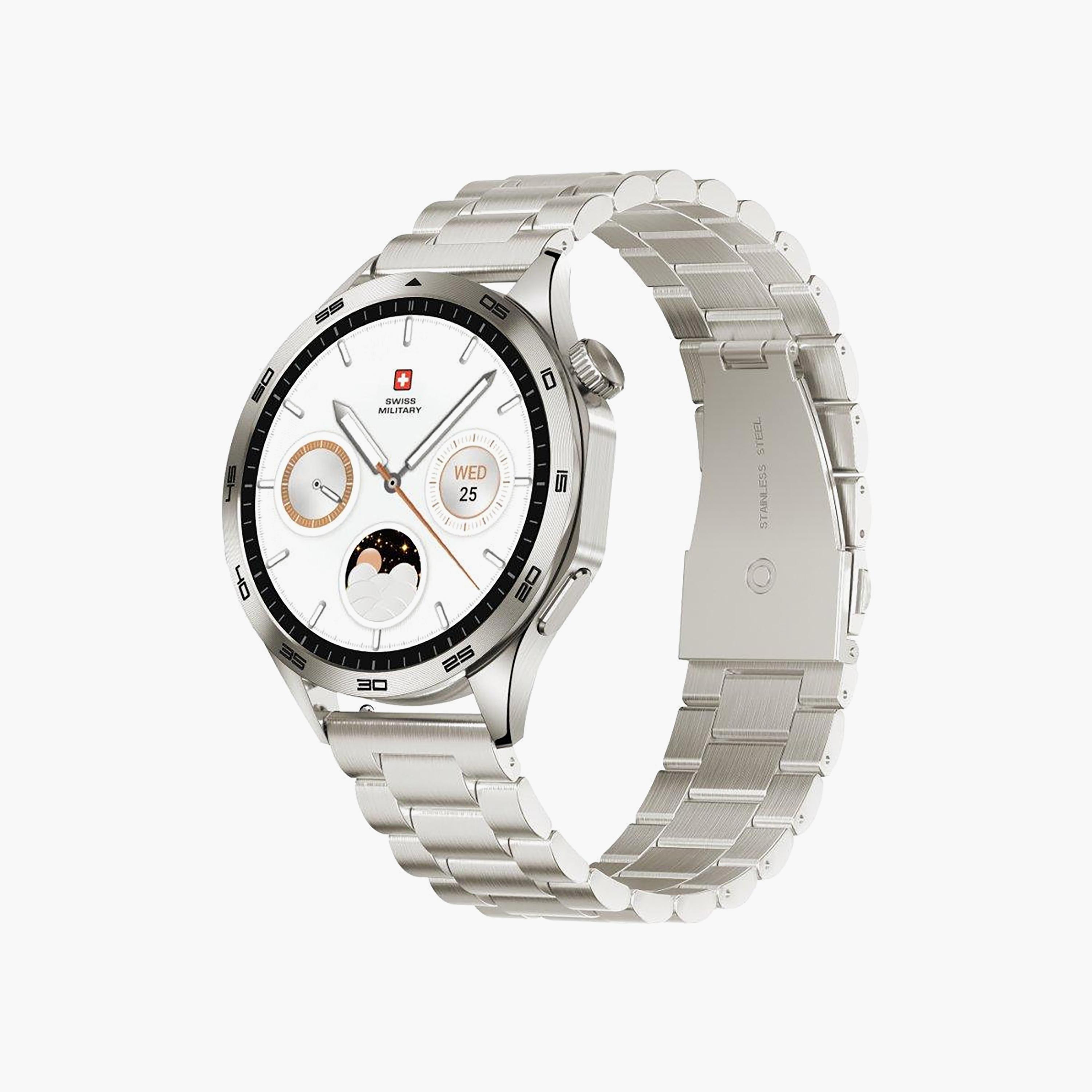 ساعة ذكية سويس ميليتاري بإطار ذهبي وحزام معدني ذهبي | SM-WCH-INTL-GLDFGMS-men-watchesandjewellery-watches-image-2