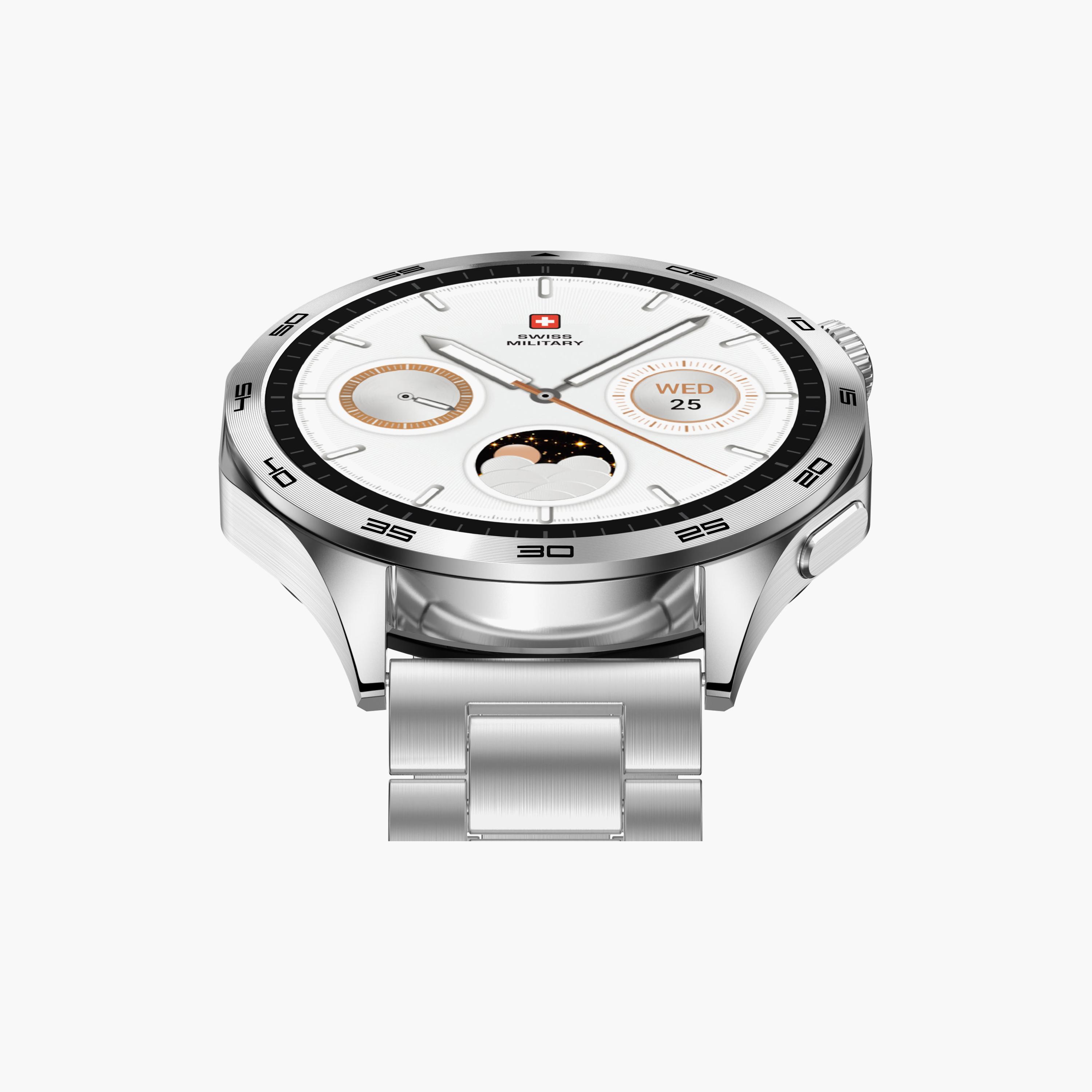 ساعة ذكية سويس ميليتاري بإطار فضي وحزام معدني فضي | SM-WCH-INTL-SILFSILMS-men-watchesandjewellery-watches-image-5
