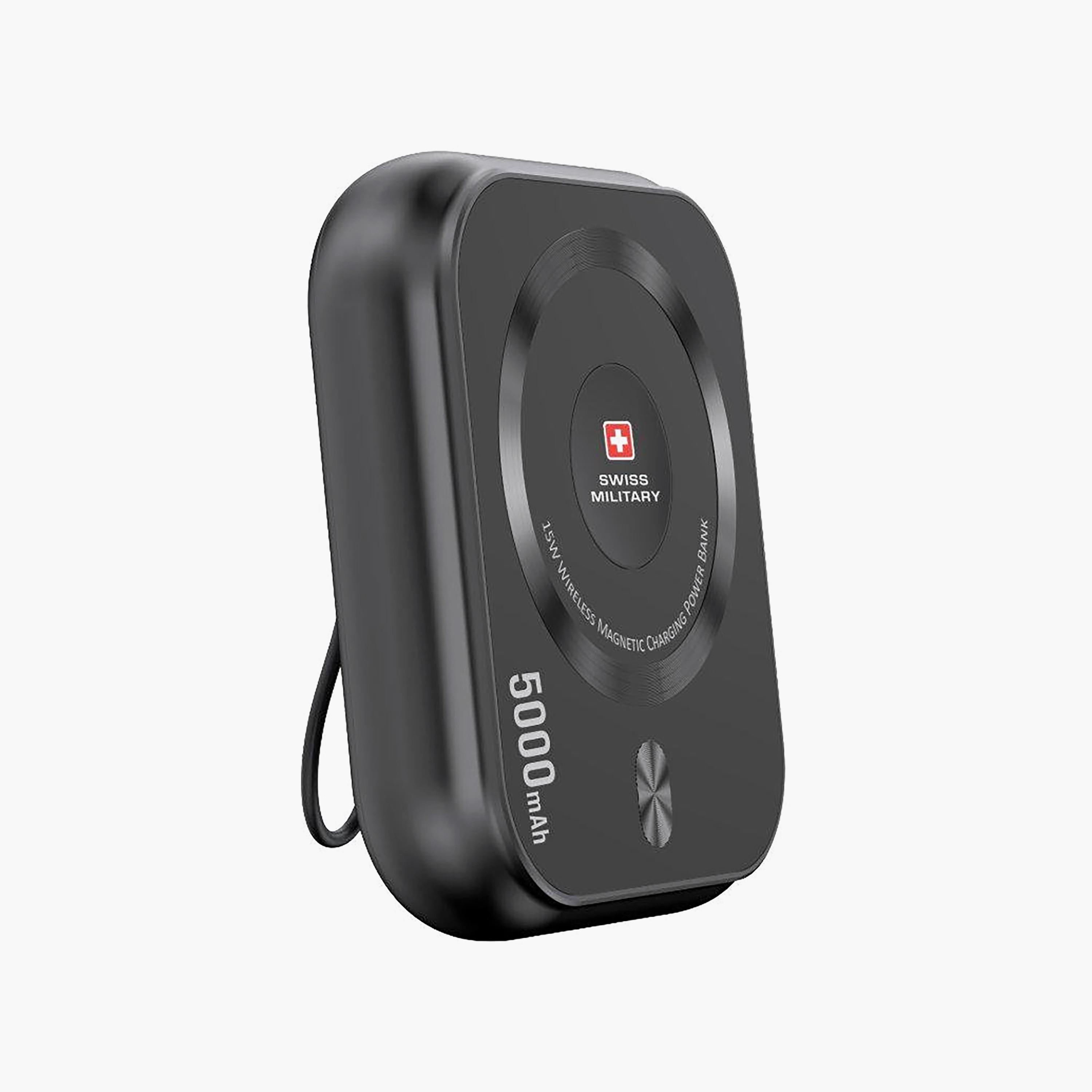 Swiss Military Magnetic Charging 3 in 1 Power Bank 5000mAh Black | SM-WL-3IN1-MAGCHARGE-5K-BLK-electronics-accessories-mobileaccesories-image-1