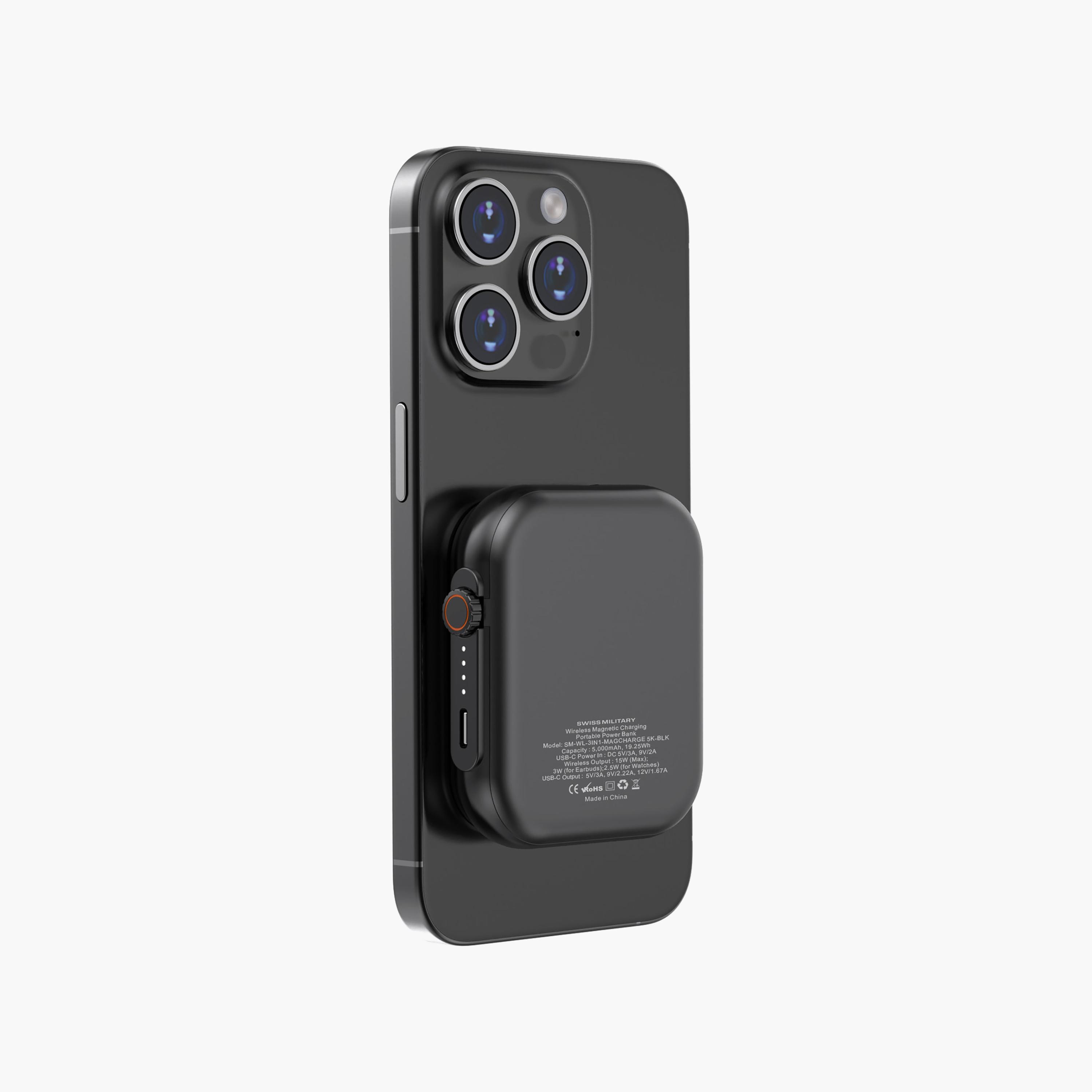 Swiss Military Magnetic Charging 3 in 1 Power Bank 5000mAh Black | SM-WL-3IN1-MAGCHARGE-5K-BLK-electronics-accessories-mobileaccesories-image-2