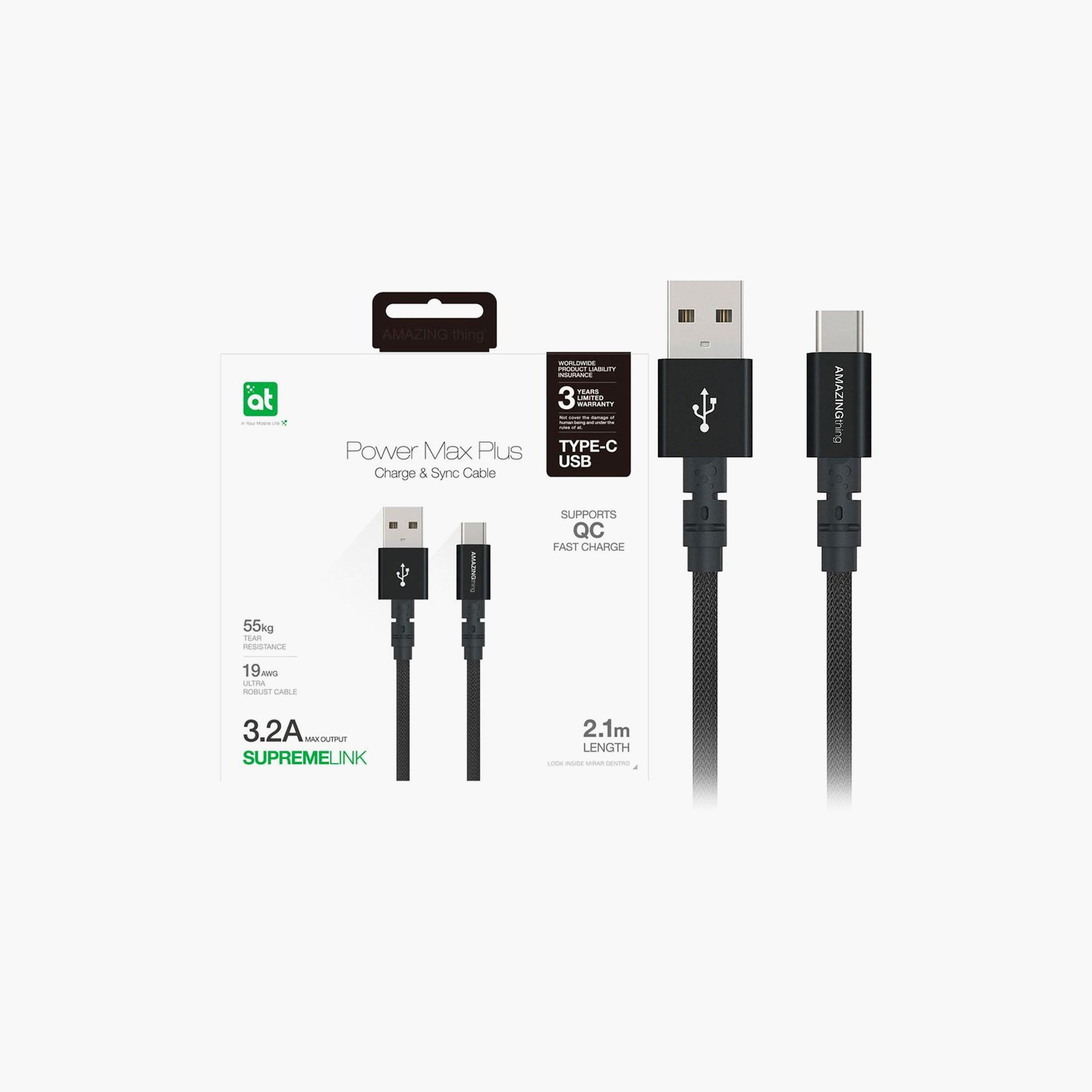 Amazing Thing Powermax Plus USB-A to USB-C Cable 2.1m Black | TCPMP002MBK-electronics-accessories-mobileaccesories-image-1