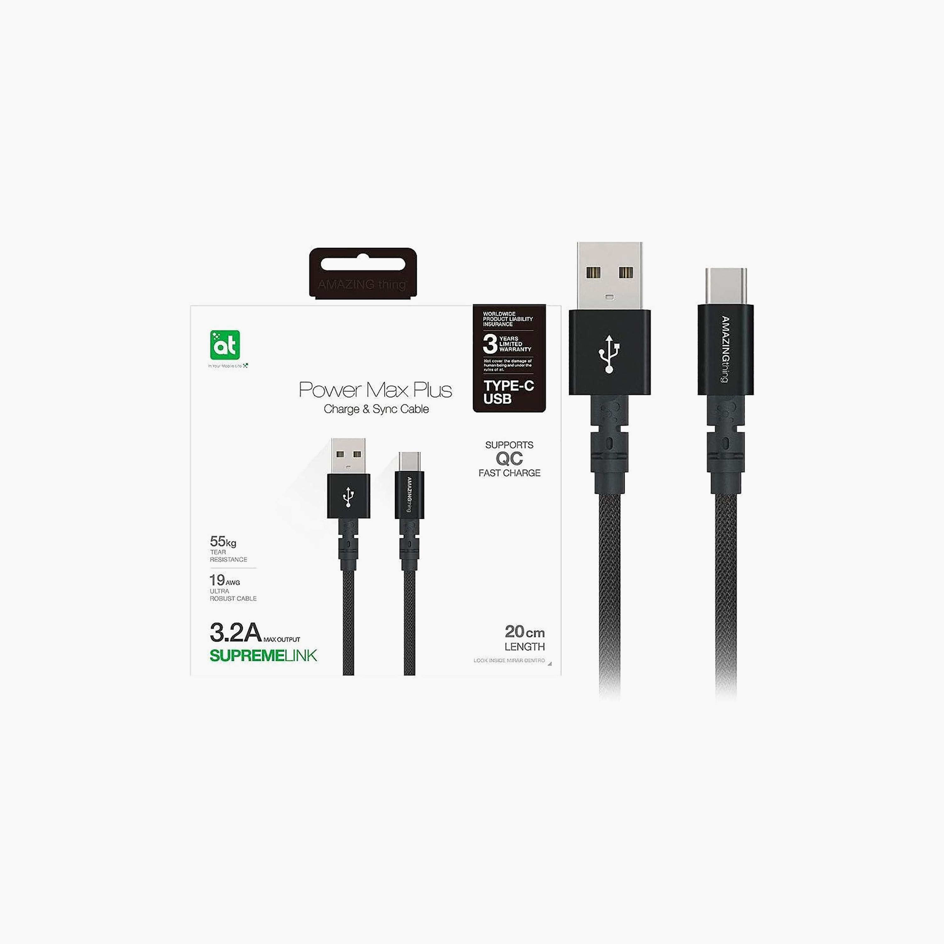 كابل شحن سريع أمايزينج ثينج باور ماكس بلس من USB-C إلى USB-A بطول 20 سم | TCPMP020MBK-electronics-accessories-mobileaccesories-image-6
