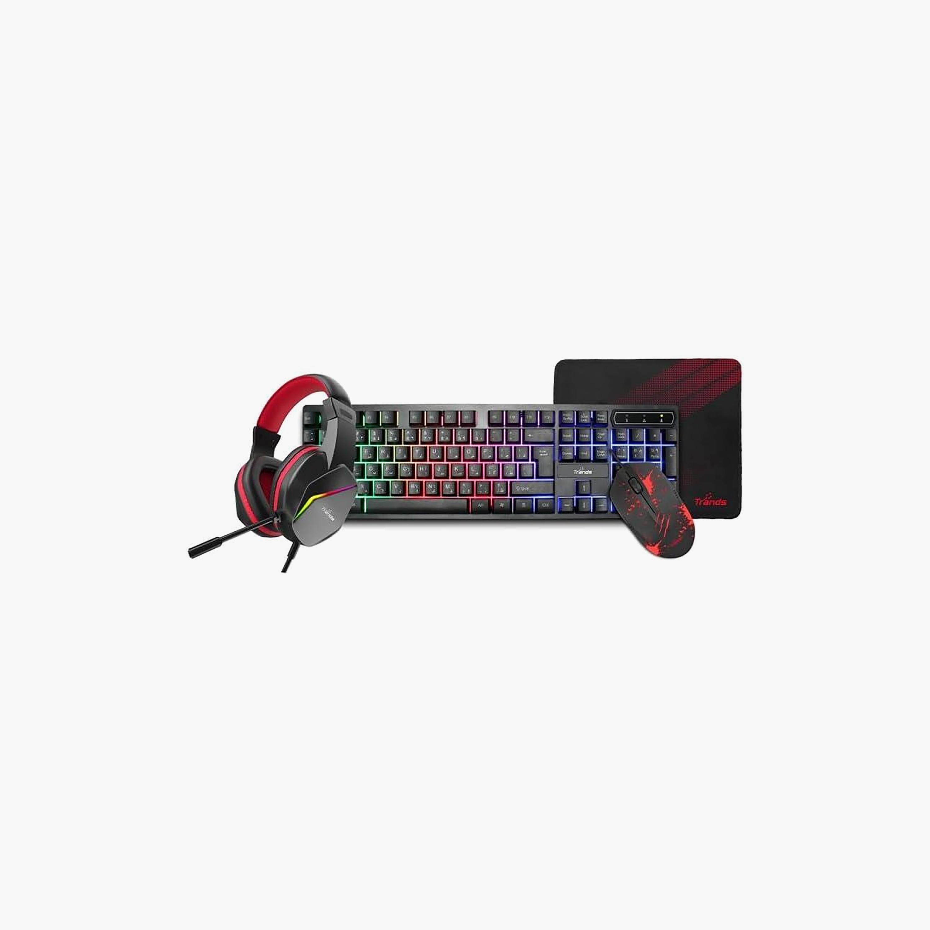 مجموعة ألعاب جيمنج 4 في 1 بإضاءة RGB من تراندز باللون الأسود | TR-GC100-electronics-accessories-computeraccesories-image-1