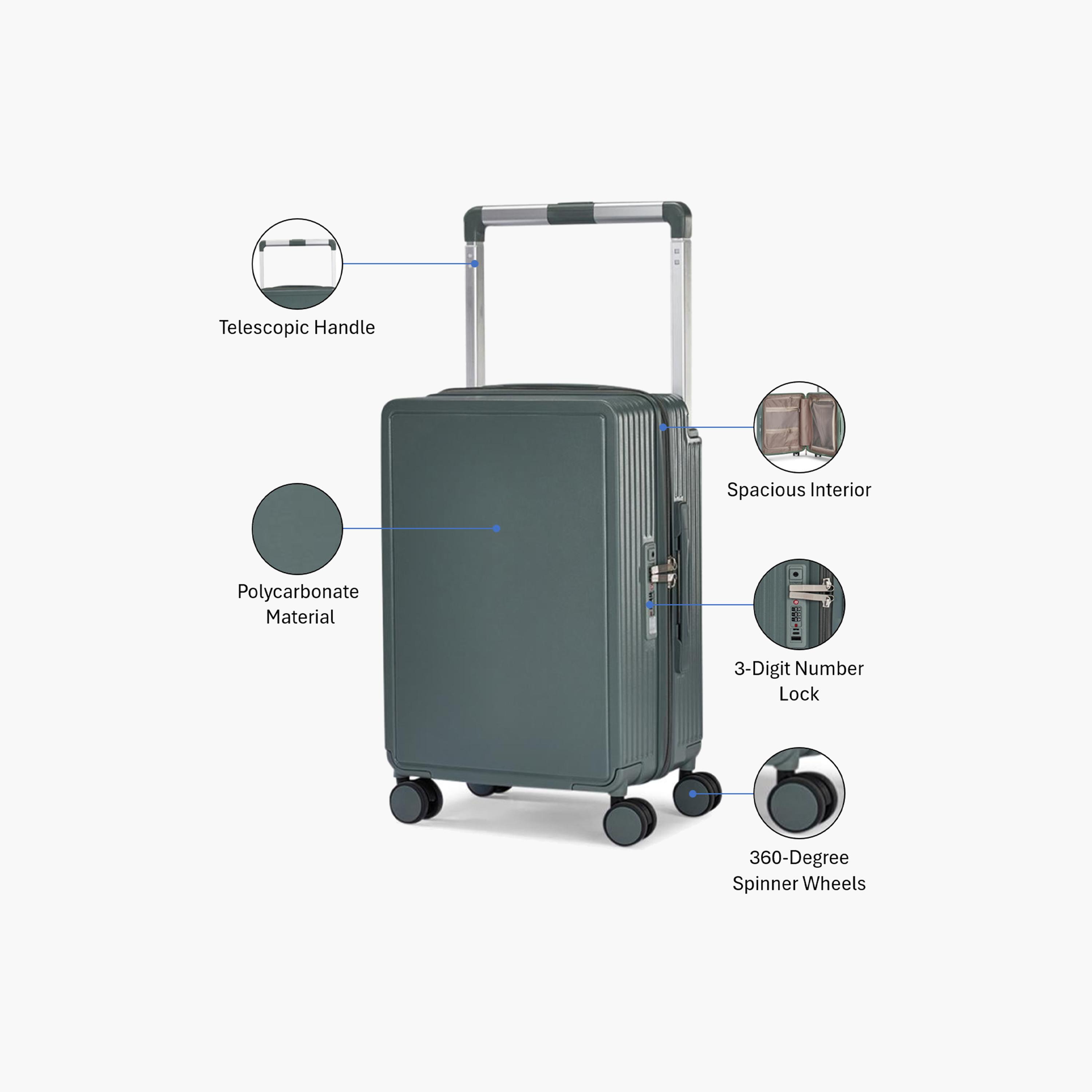 Limra Elegant 56 CM Small Cabin Polycarbonate with ABS Hard-Sided 4-Wheeler Spinner Trolley Bag with 3-Digit Number Lock-travel-luggagesandbags-luggage-image-3