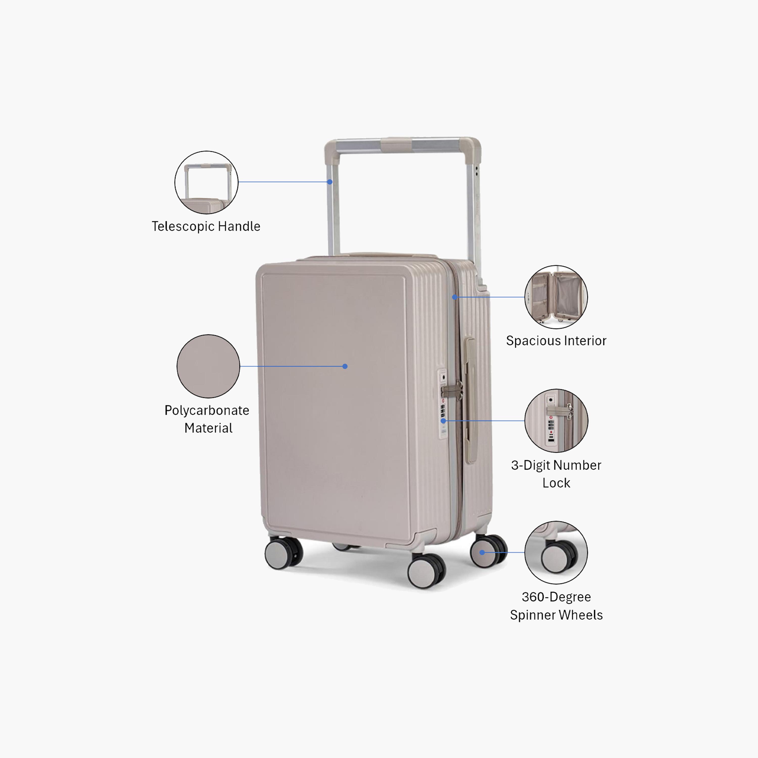 Limra Elegant 56 CM Small Cabin Polycarbonate with ABS Hard-Sided 4-Wheeler Spinner Trolley Bag with 3-Digit Number Lock-travel-luggagesandbags-luggage-image-3