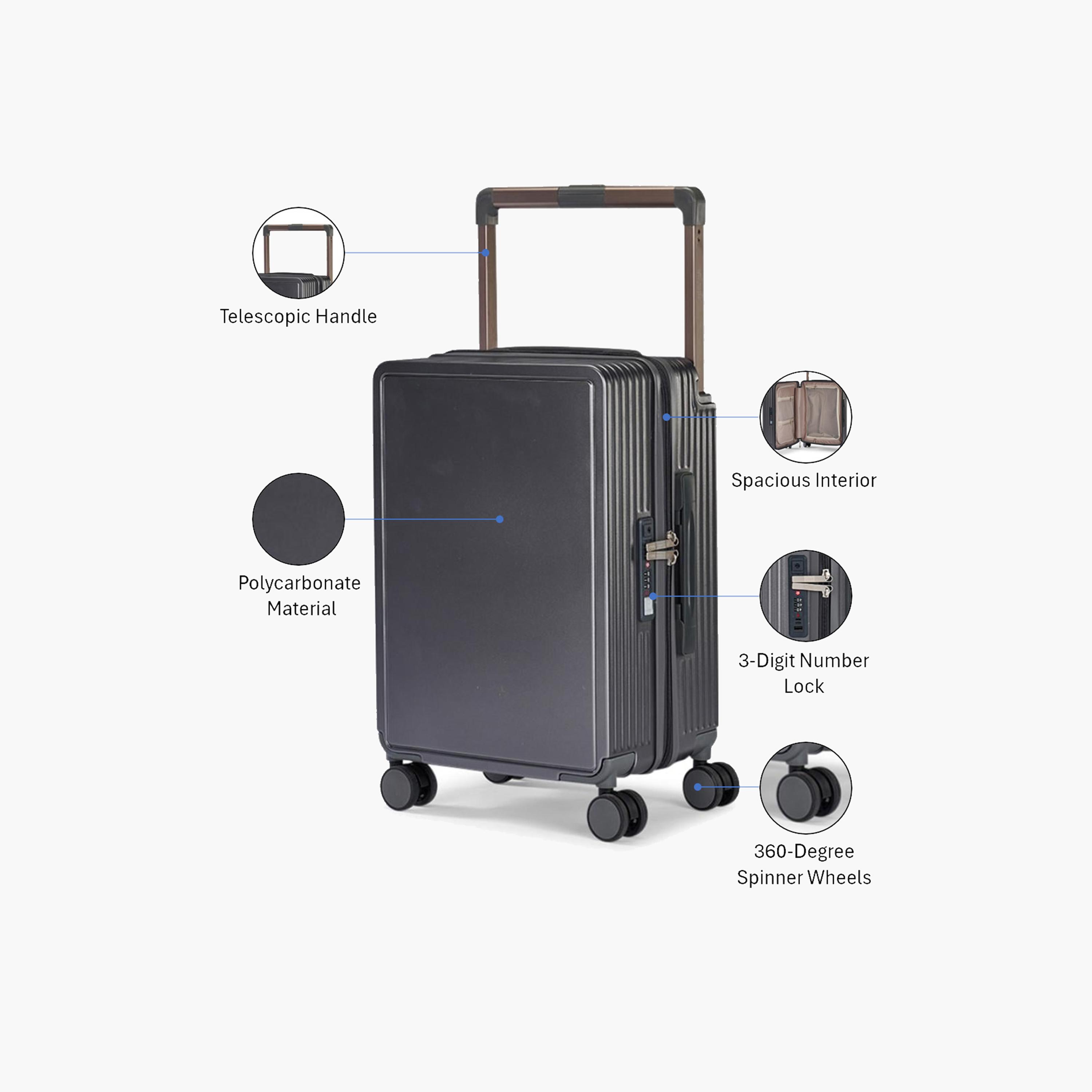 Limra Elegant 56 CM Small Cabin Polycarbonate with ABS Hard-Sided 4-Wheeler Spinner Trolley Bag with 3-Digit Number Lock-travel-luggagesandbags-luggage-image-3