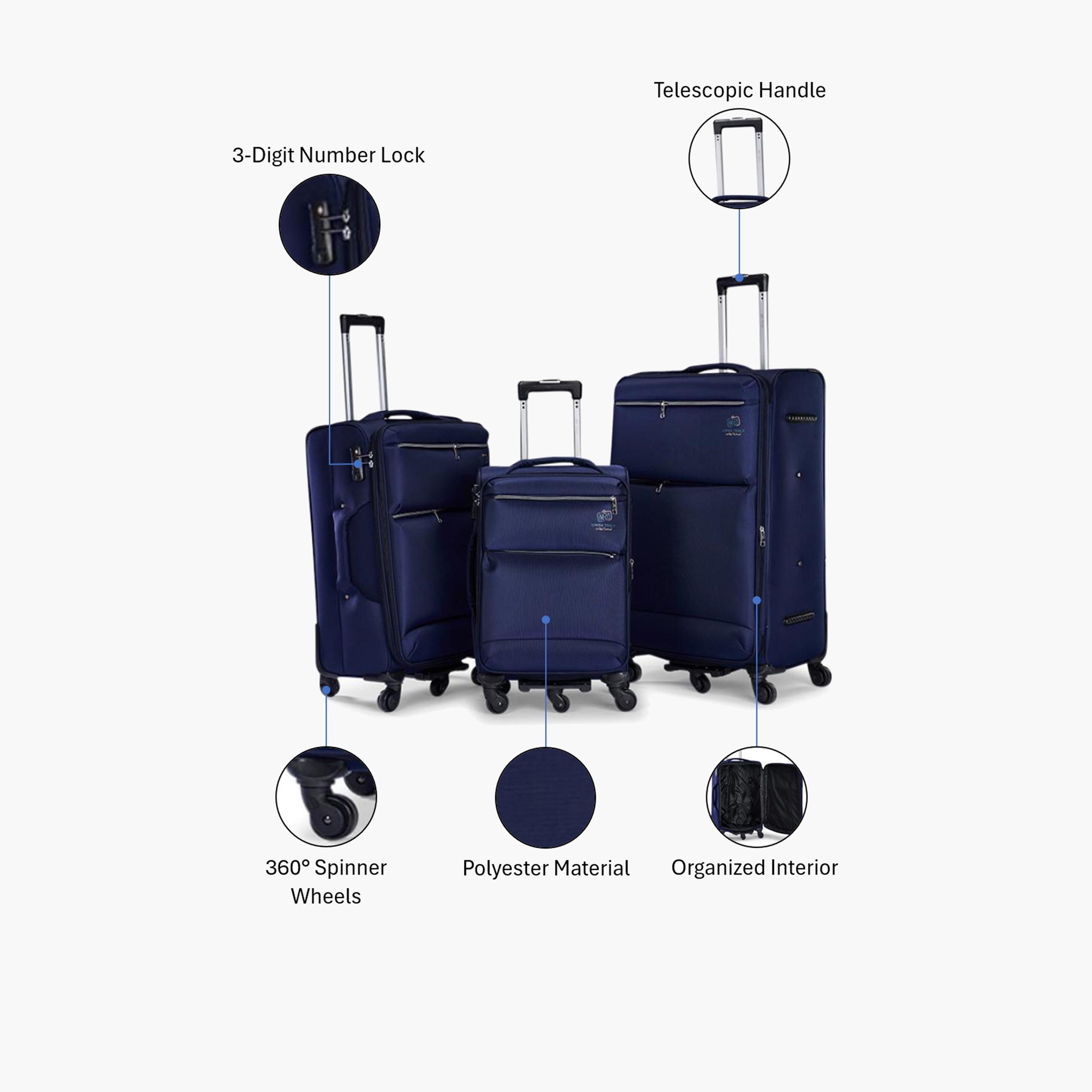 Limra Premium Set of 3 Polyester Soft-Sided 5-Wheeler Spinner Trolley Bags with 3-Digit Number Lock-travel-luggagesandbags-luggage-image-3