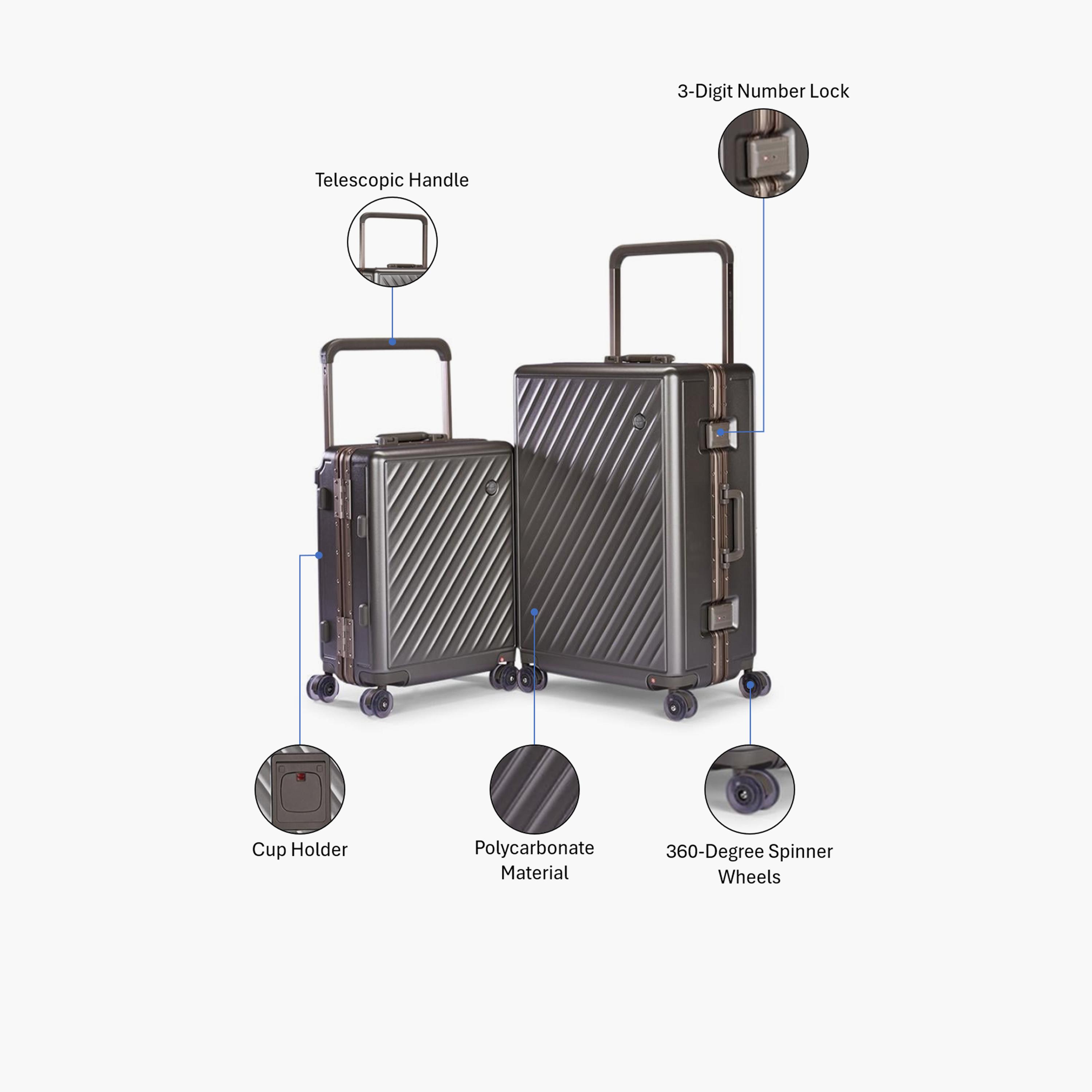 Limra Elegant Set of 2 Polycarbonate with ABS Hard-Sided 4-Wheeler Spinner Trolley Bags with 3-Digit Number Lock-travel-luggagesandbags-luggage-image-2