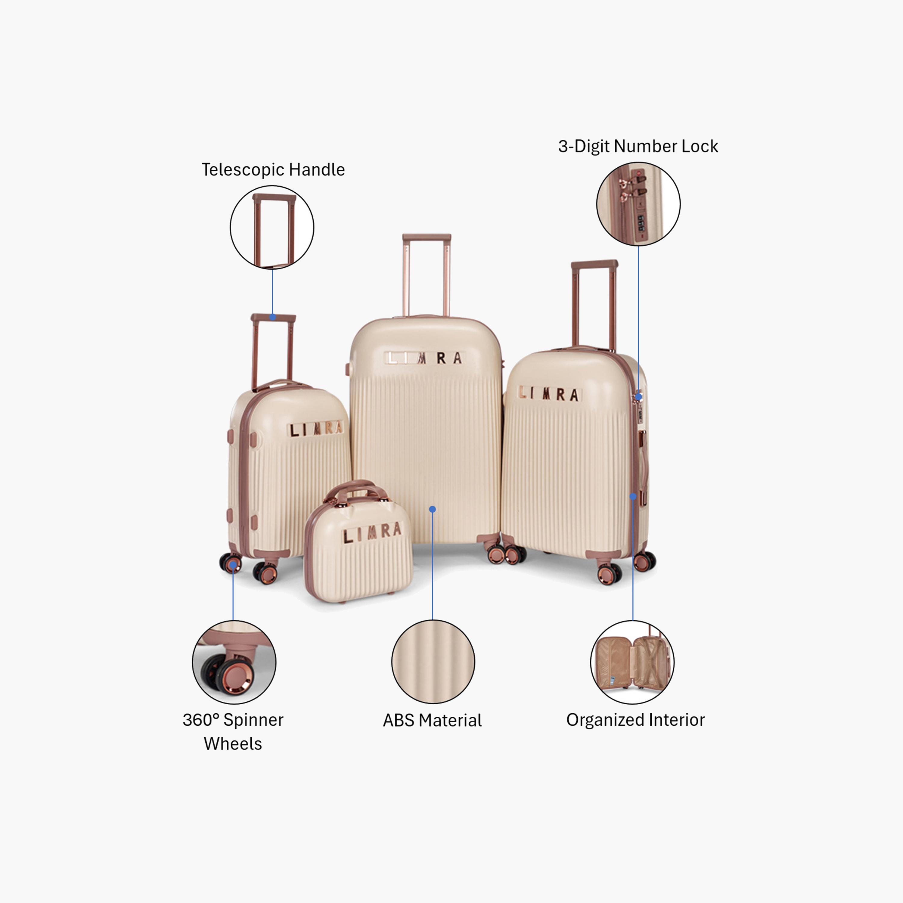 Limra Premium Set of 4 ABS Hard-Sided 4-Wheeler Spinner Trolley Bags with 3-Digit Number Lock-travel-luggagesandbags-luggage-image-2