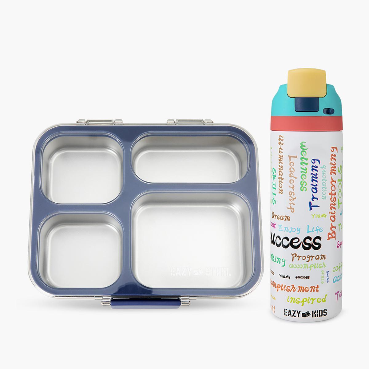 Eazy Kids Stainless Steel Bento Lunch Box with Stainless Steel Water Bottle