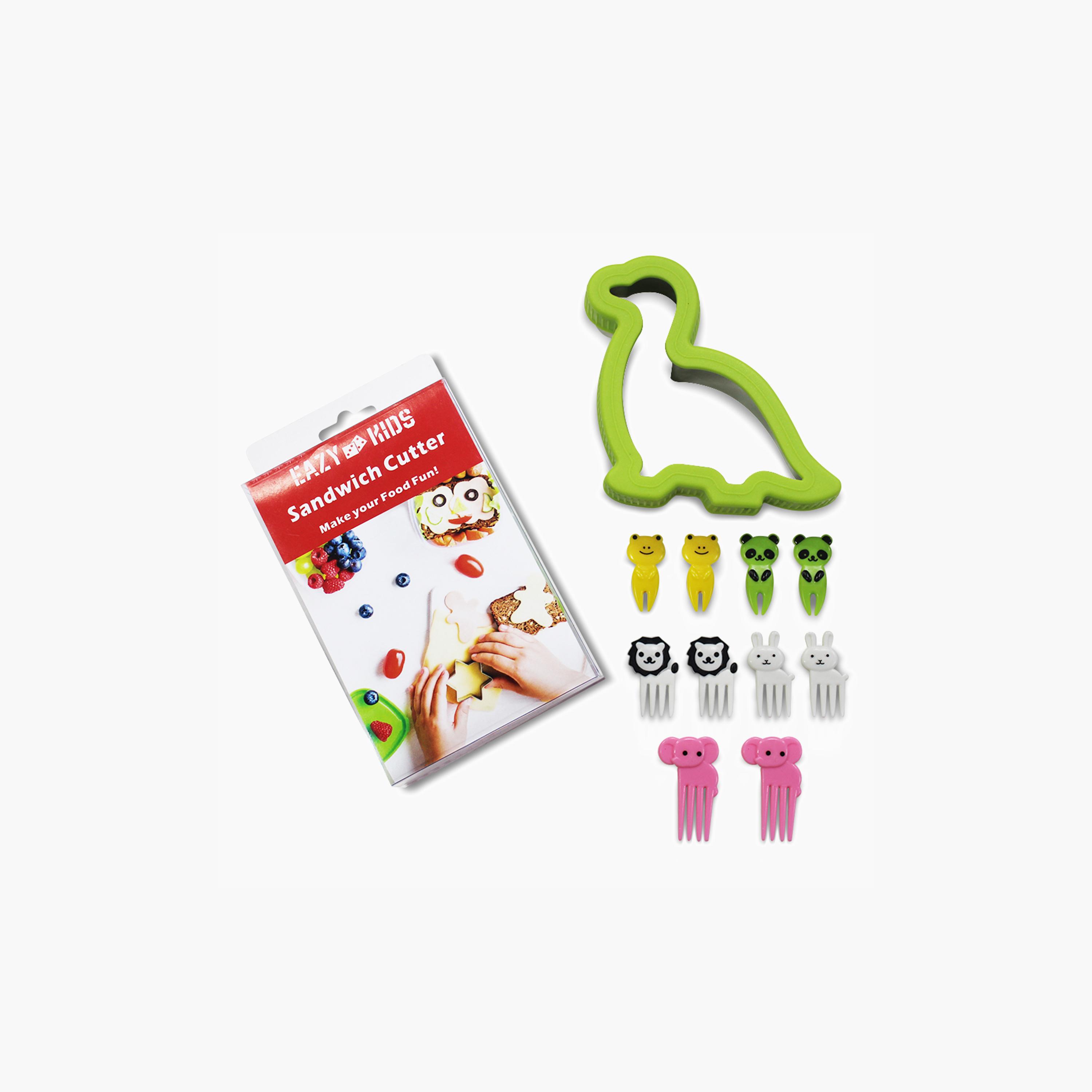 Eazy Kids Stainless Steel Mini Sandwich Cutter with Animal Shaped Fruit Pickers-baby-feeding-mealtimeessentials-image-1