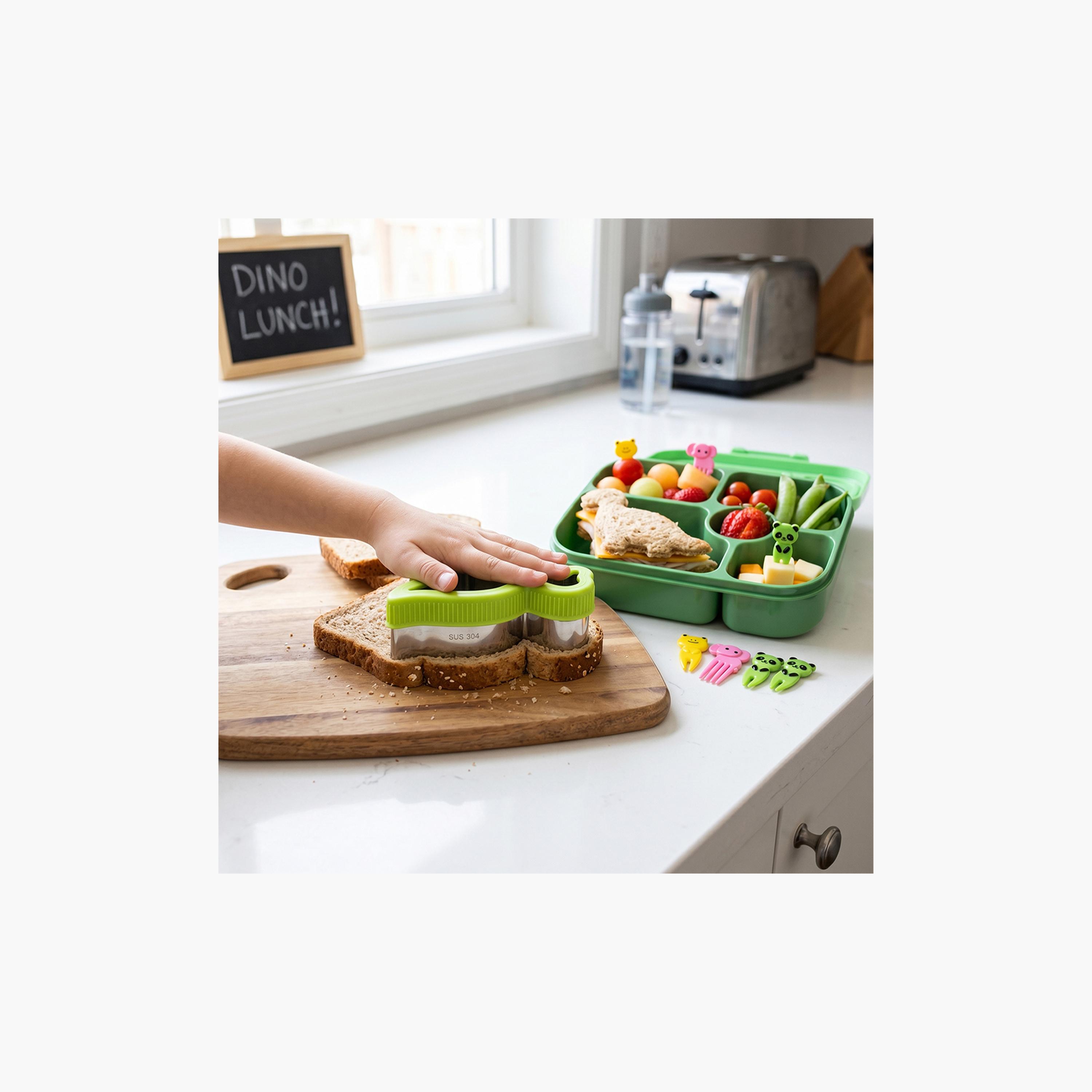Eazy Kids Stainless Steel Mini Sandwich Cutter with Animal Shaped Fruit Pickers-baby-feeding-mealtimeessentials-image-2