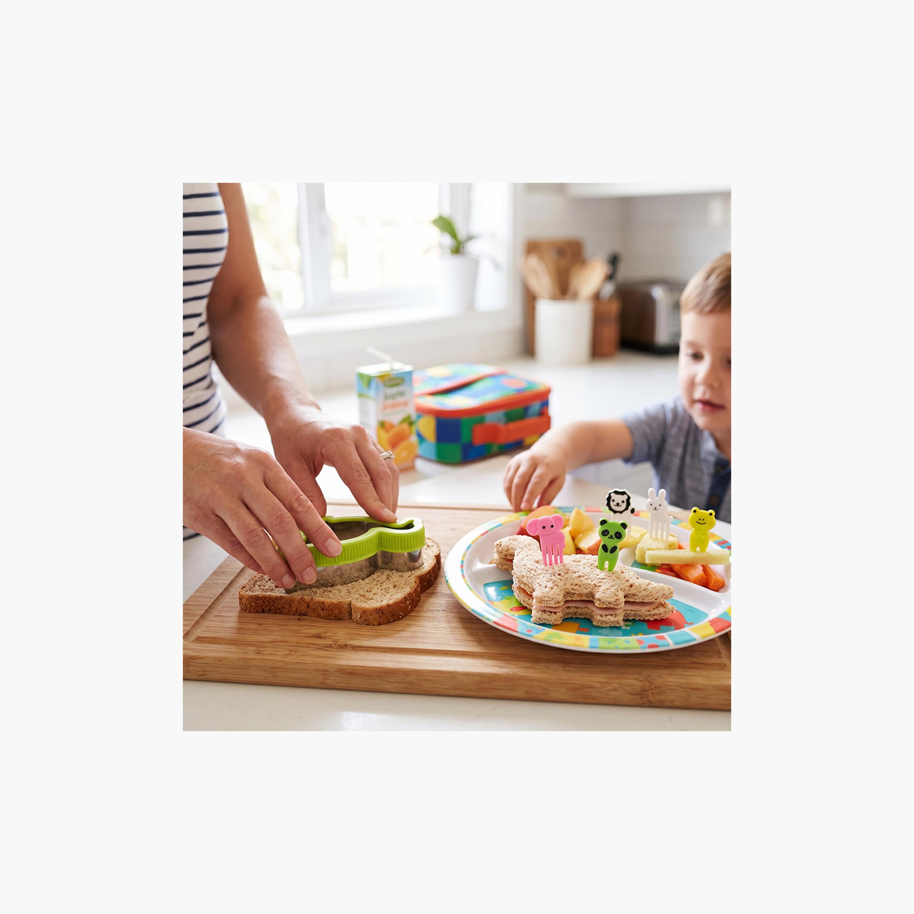 Eazy Kids Stainless Steel Mini Sandwich Cutter with Animal Shaped Fruit Pickers-baby-feeding-mealtimeessentials-image-4