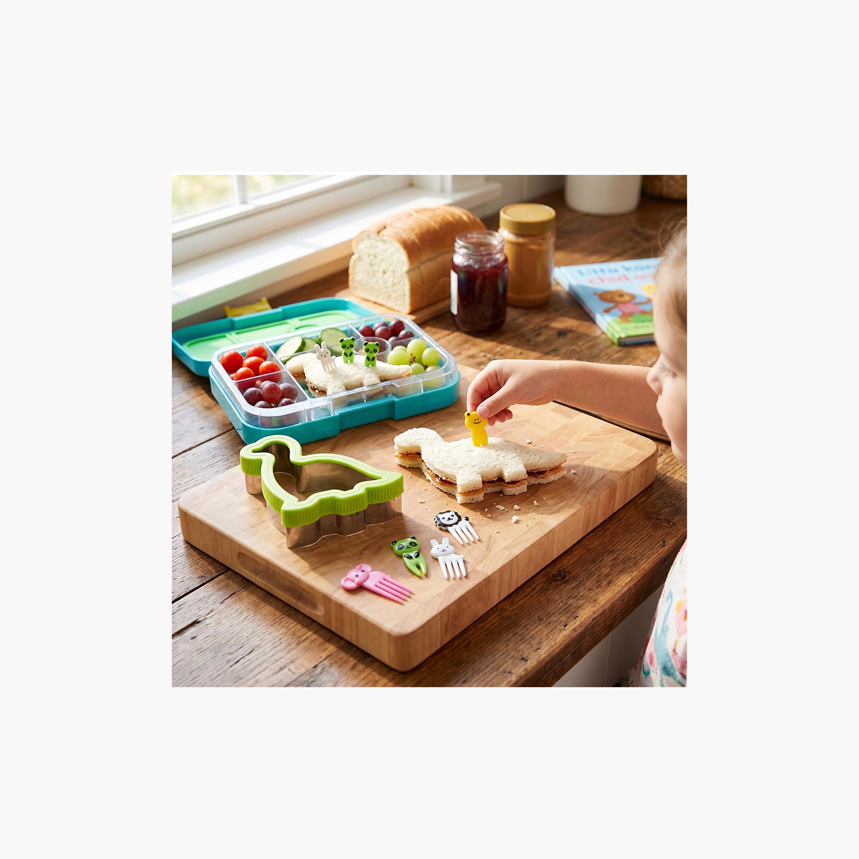 Eazy Kids Stainless Steel Mini Sandwich Cutter with Animal Shaped Fruit Pickers-baby-feeding-mealtimeessentials-image-5