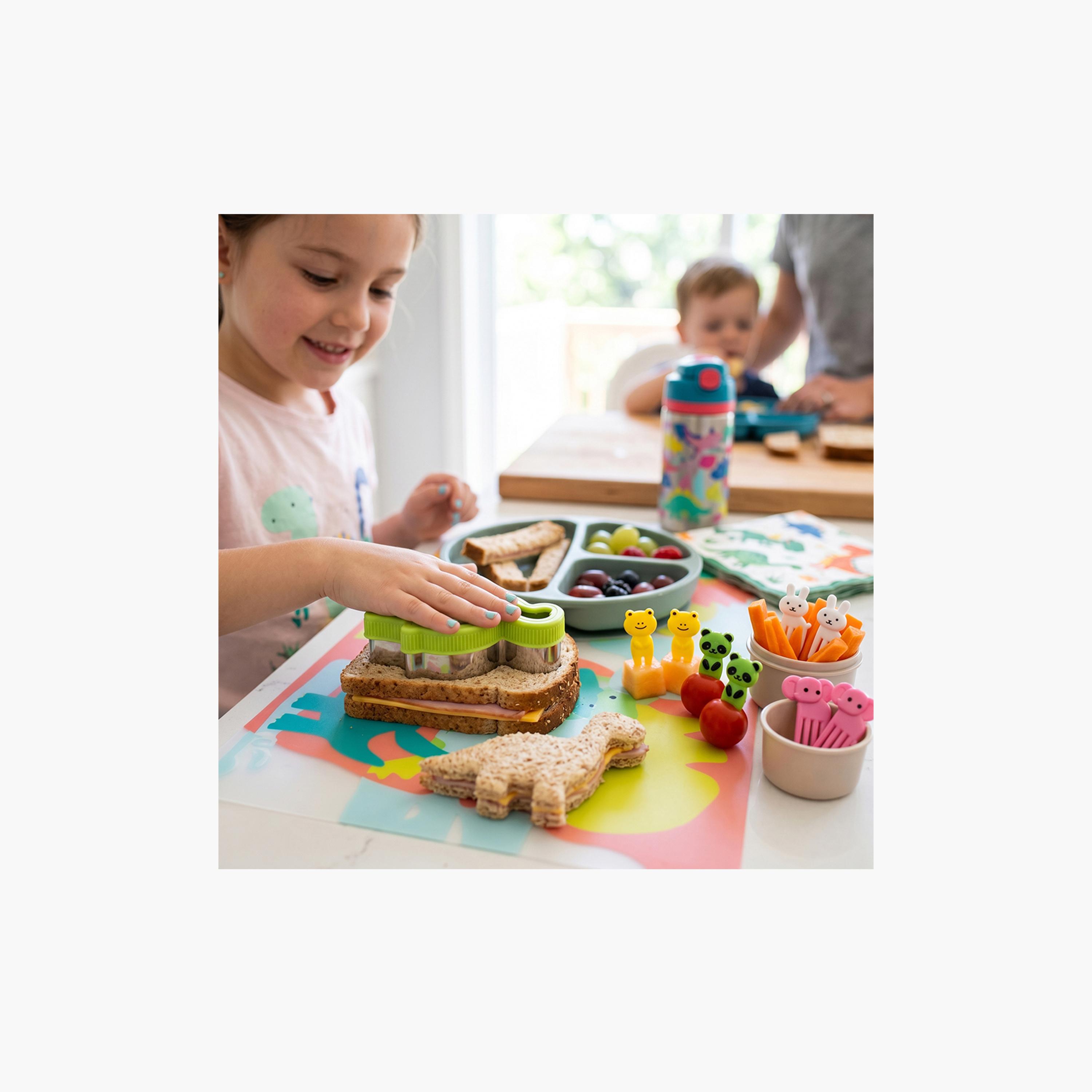 Eazy Kids Stainless Steel Mini Sandwich Cutter with Animal Shaped Fruit Pickers-baby-feeding-mealtimeessentials-image-6