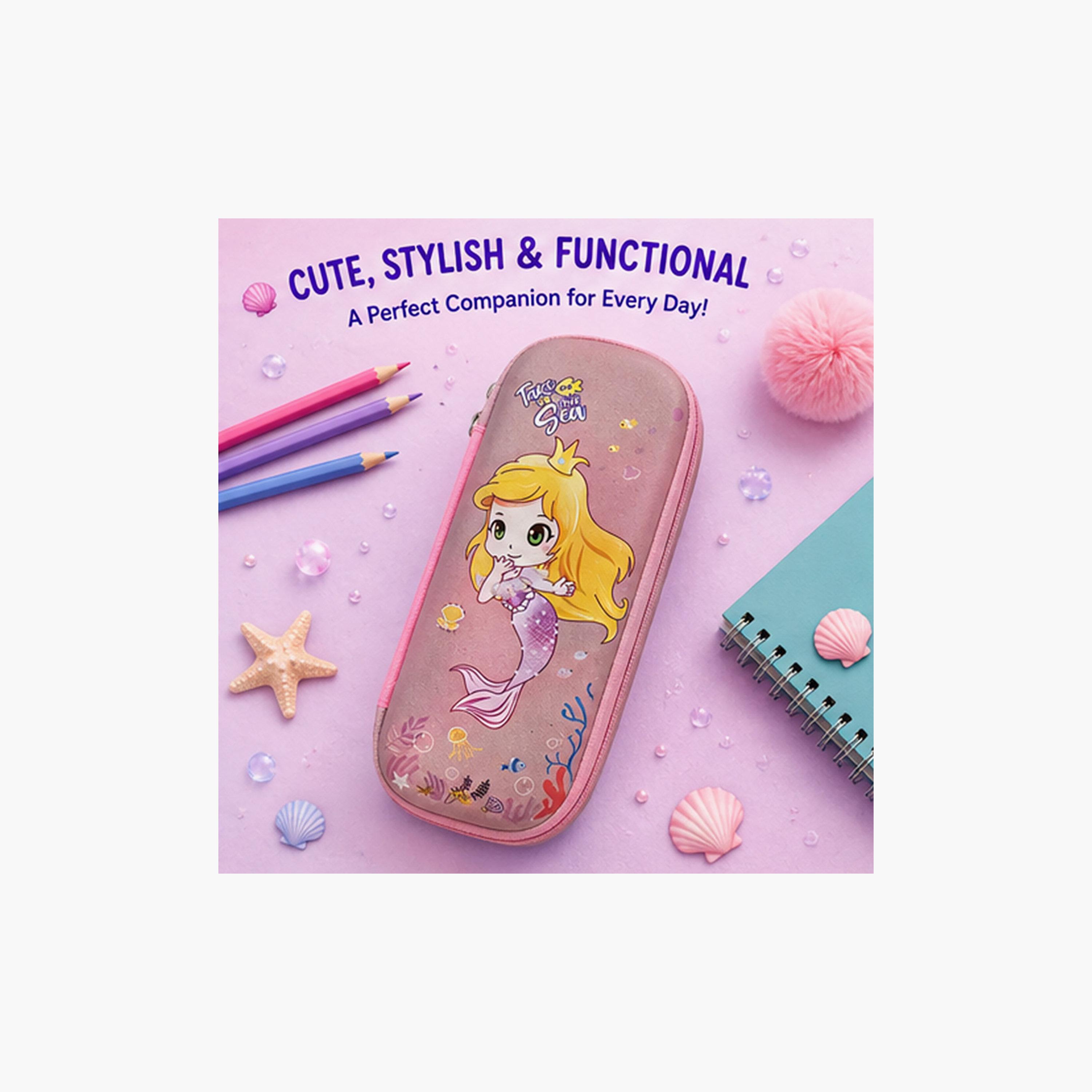 مقلمة بسحاب برسمة الأميرة حورية البحر من كوكوبي - EVC-school-stationery-pencilcases-image-4