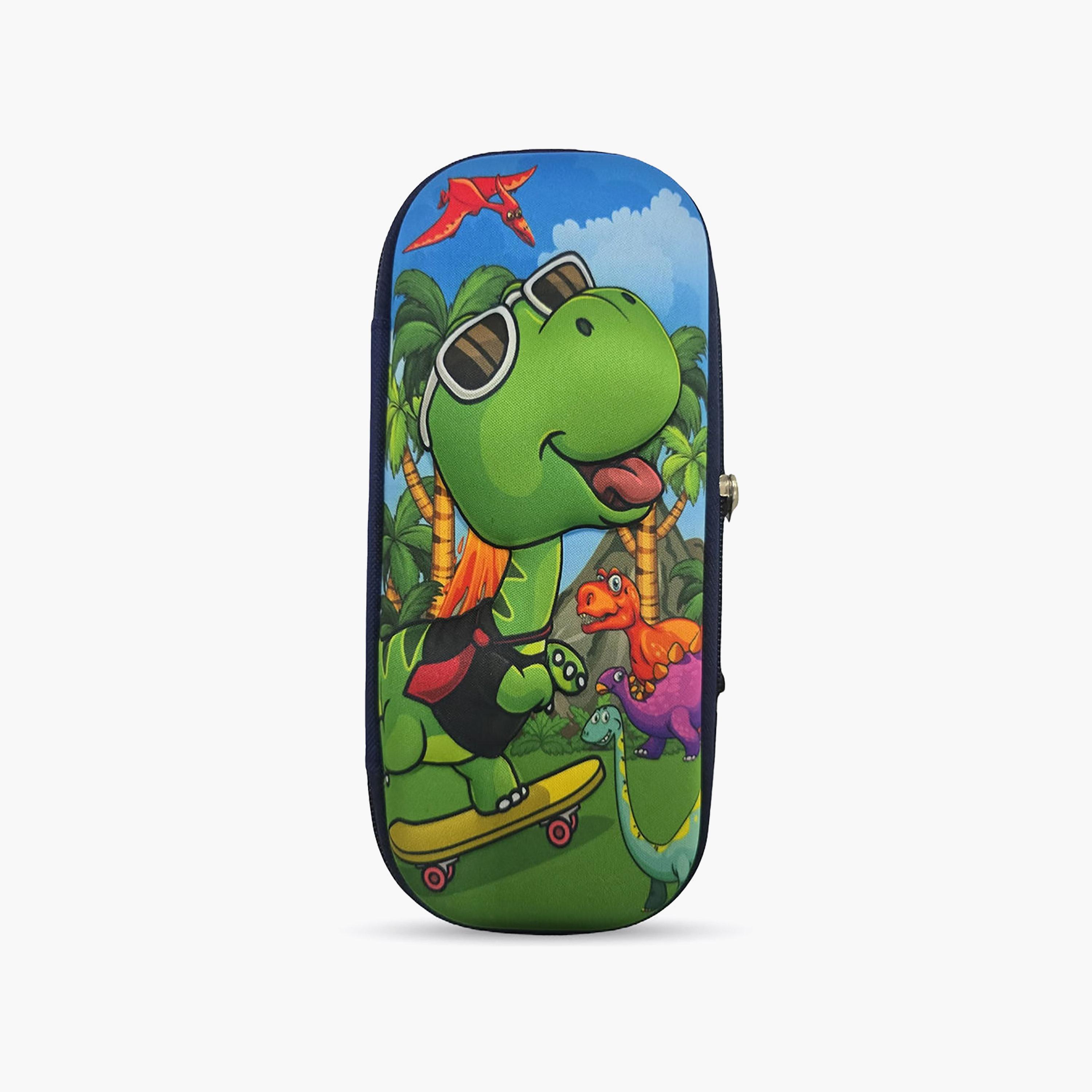Cocobee Dino On Skate Pencil Case with Zip Closure - EVC-school-stationery-pencilcases-image-1